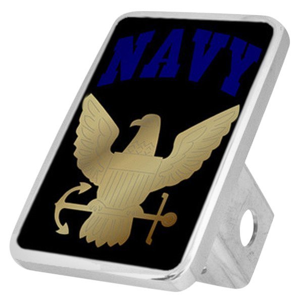 Eurosport Daytona® - LSN Military Black Premium Hitch Cover with Navy Logo and Emblem for 2" Receivers