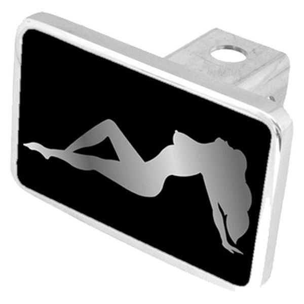 Eurosport Daytona® - LSN Black Premium Hitch Cover with Babe Silver Logo for 2" Receivers