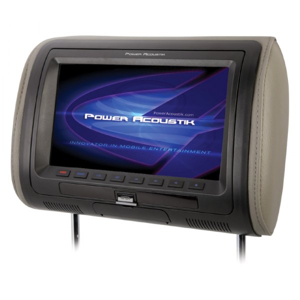 Power Acoustik® - 7" Headrest LCD Monitor with Built-In DVD Player and 3 Interchangeable Covers