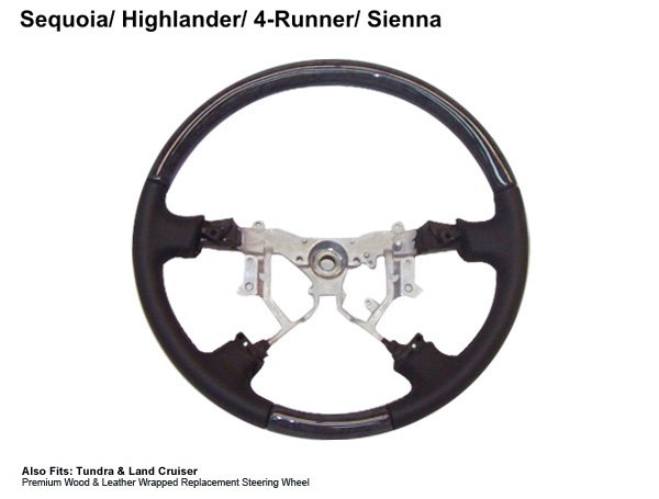 Custom  Wheels on Wheel   Black Leather   2003 Toyota Land Cruiser Steering Wheel