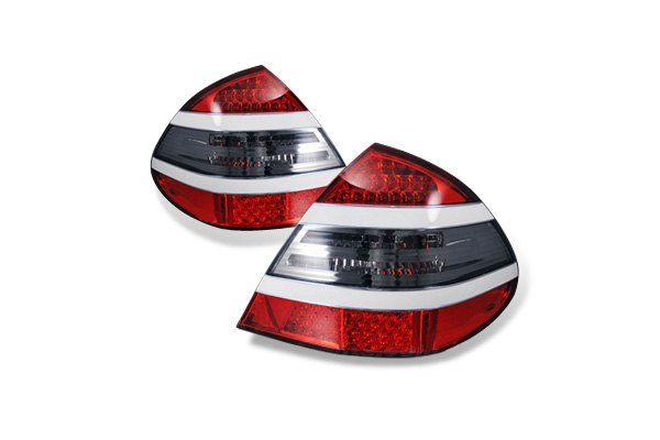 CG Red Smoke with White Stripes LED Tail Lights G2 W211