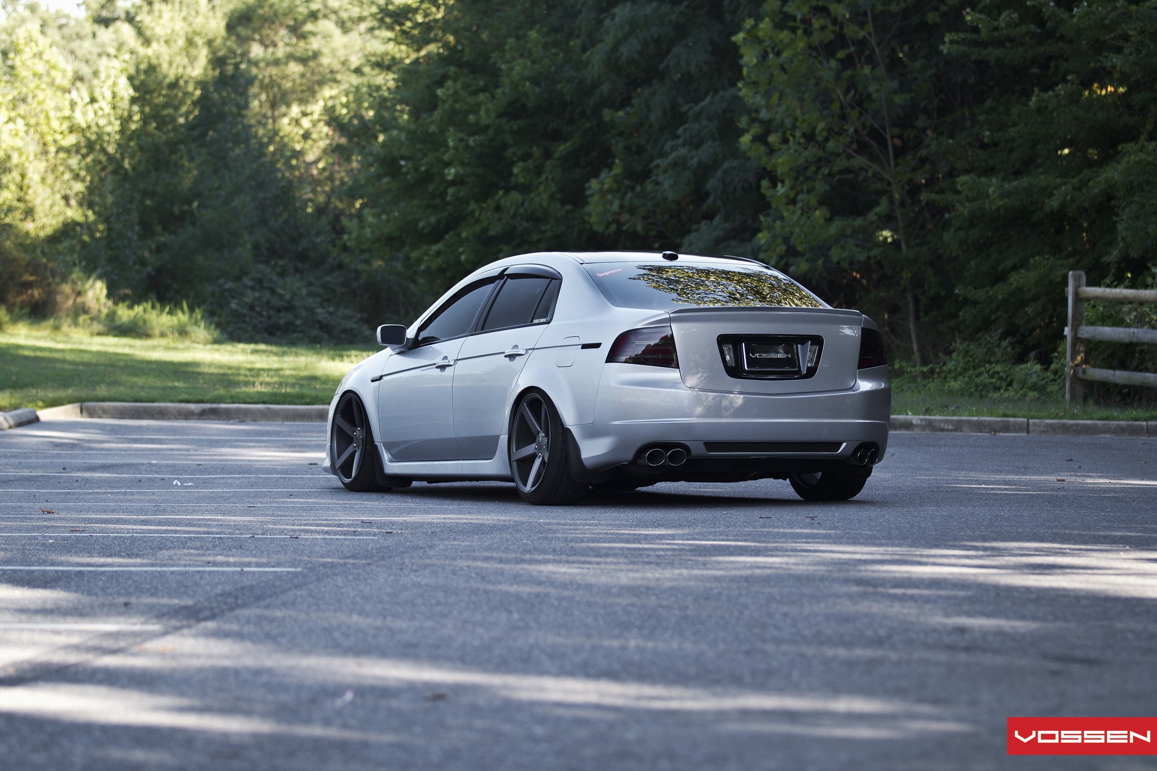 Dark Smoke Taillights on Silver Acura TL - Photo by Vossen