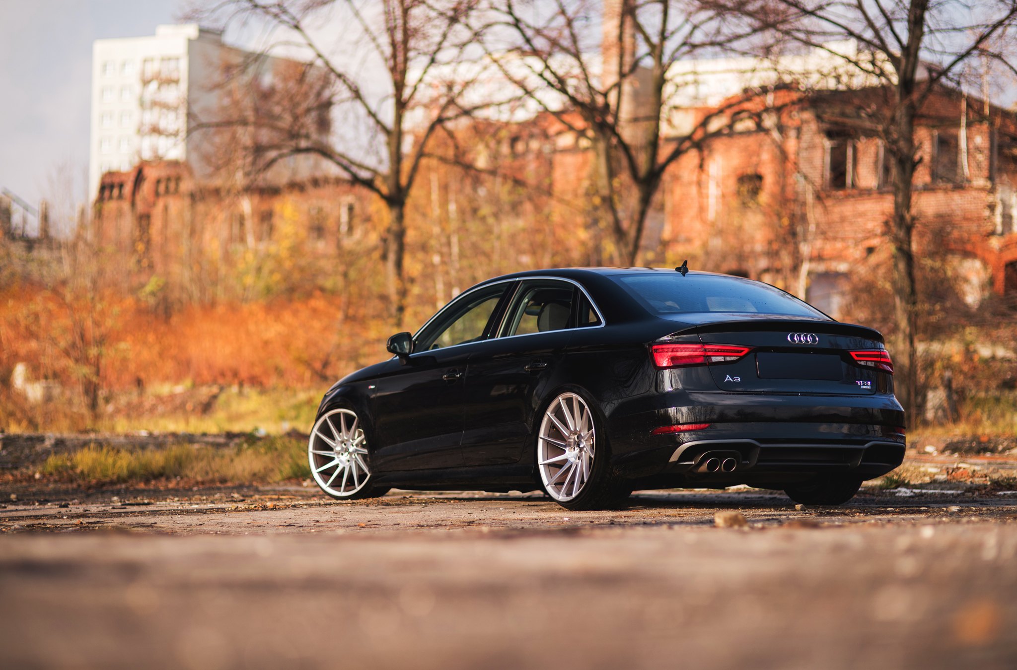 Aftermarket Rear Diffuser on Black Audi A3 - Photo by JR Wheels