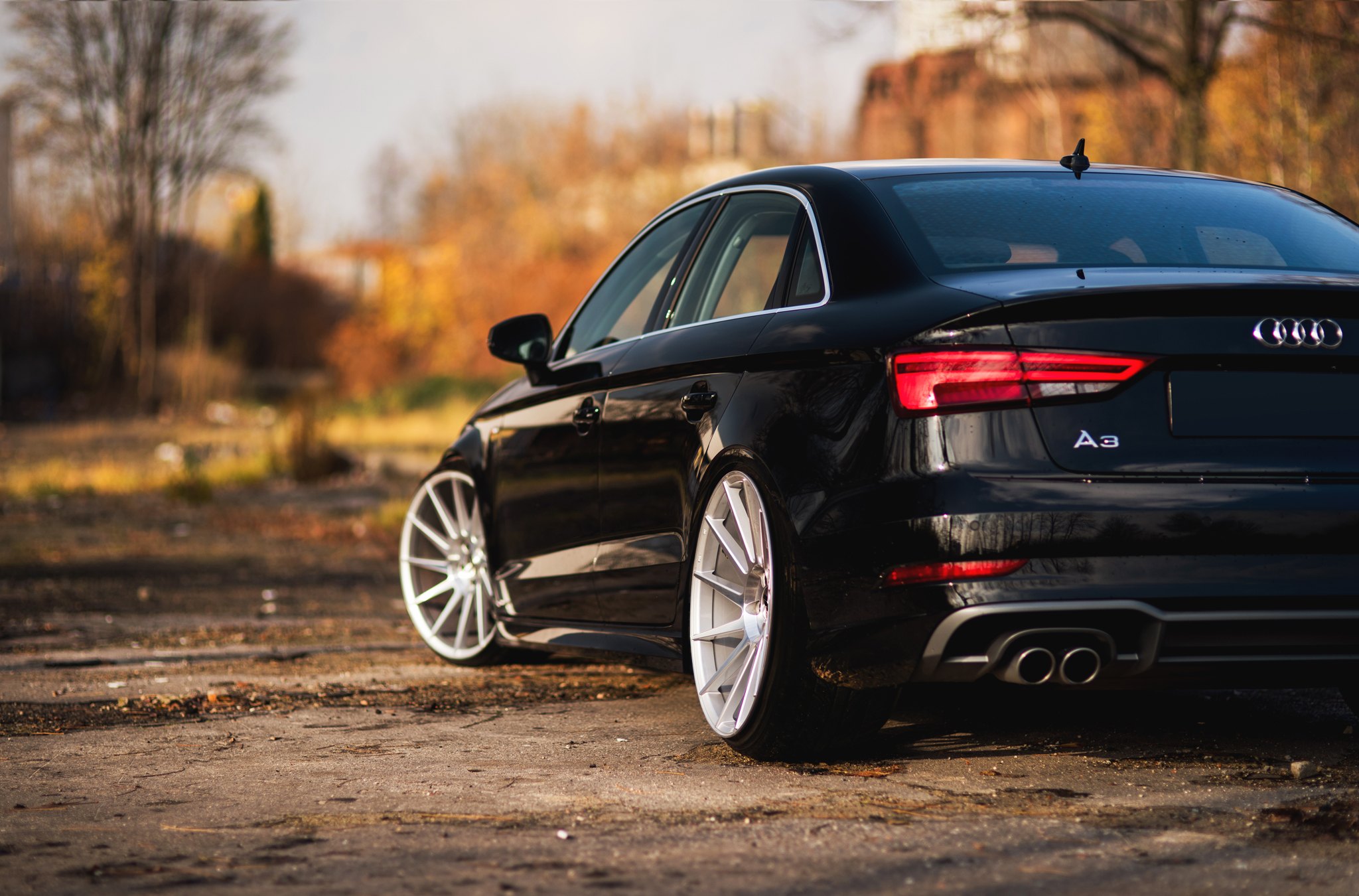 Black Audi A3 with Red LED Taillights - Photo by JR Wheels