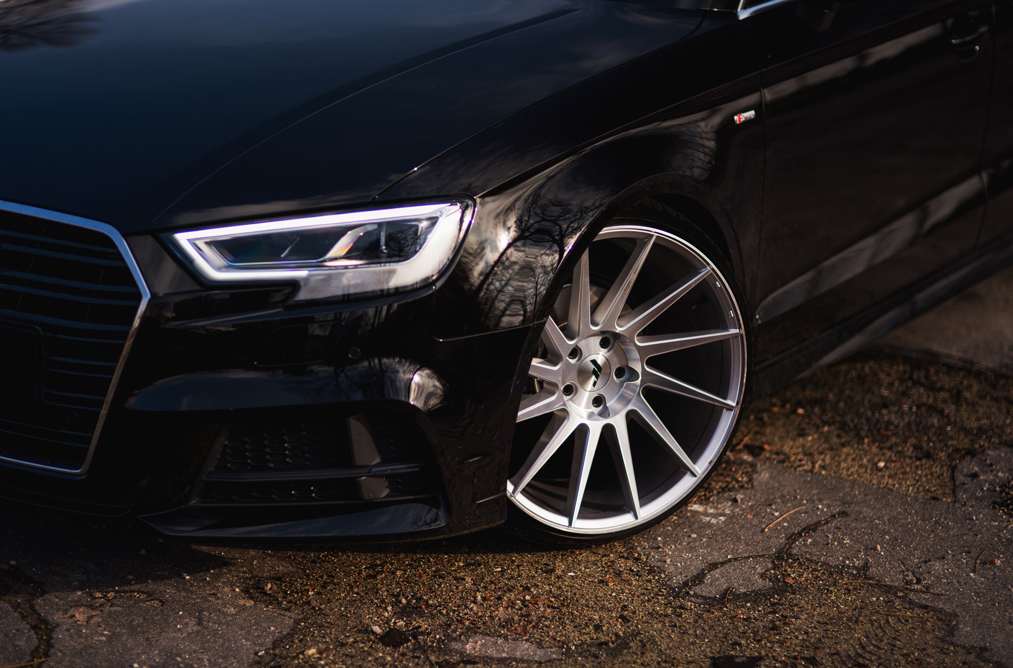 Chrome JR Wheels on Black Audi A3 - Photo by JR Wheels