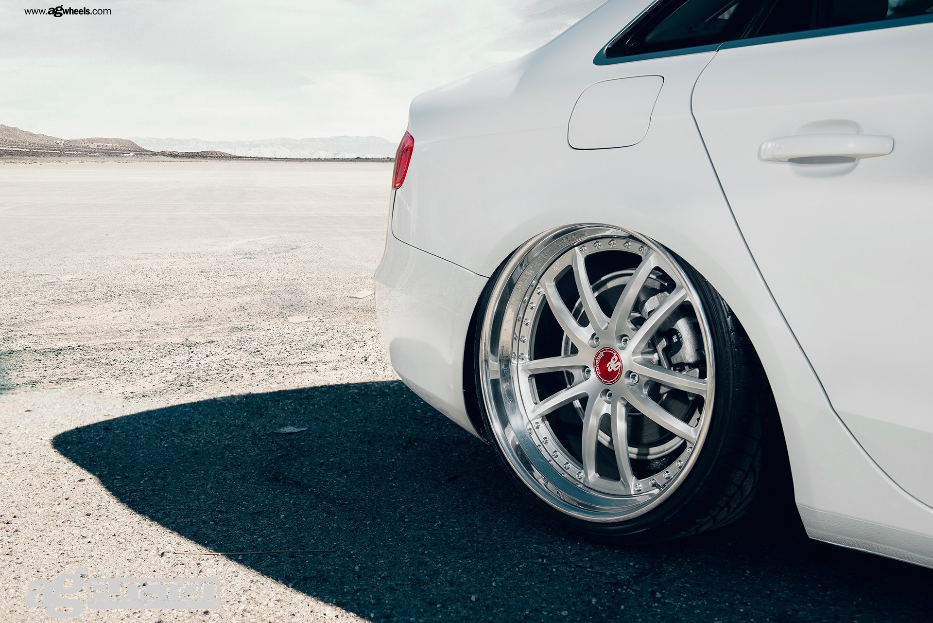 White Audi A4 with Polished Avant Garde Wheels - Photo by Avant Garde Wheels