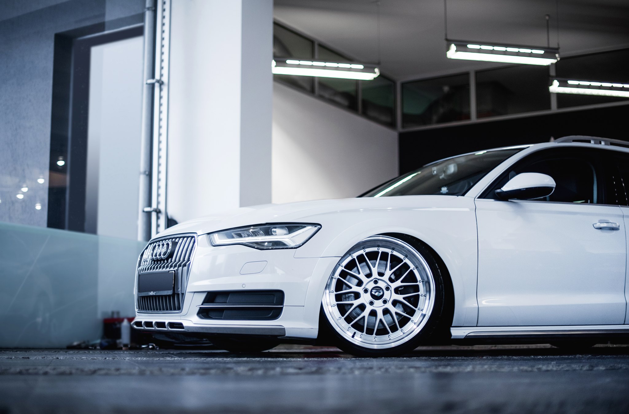 Aftermarket Front Bumper on White Audi A6 - Photo by JR Wheels