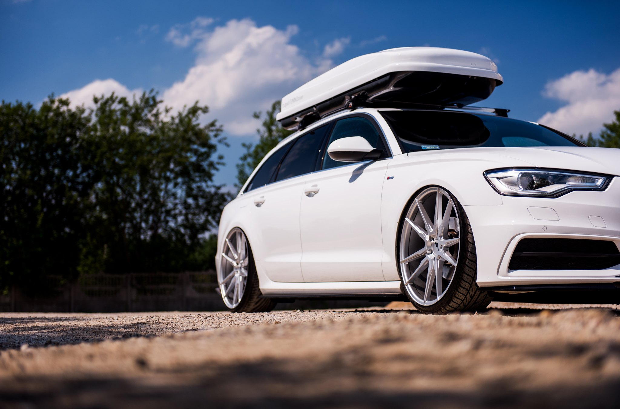 White Audi A6 with Custom Roof Rack - Photo by JR Wheels