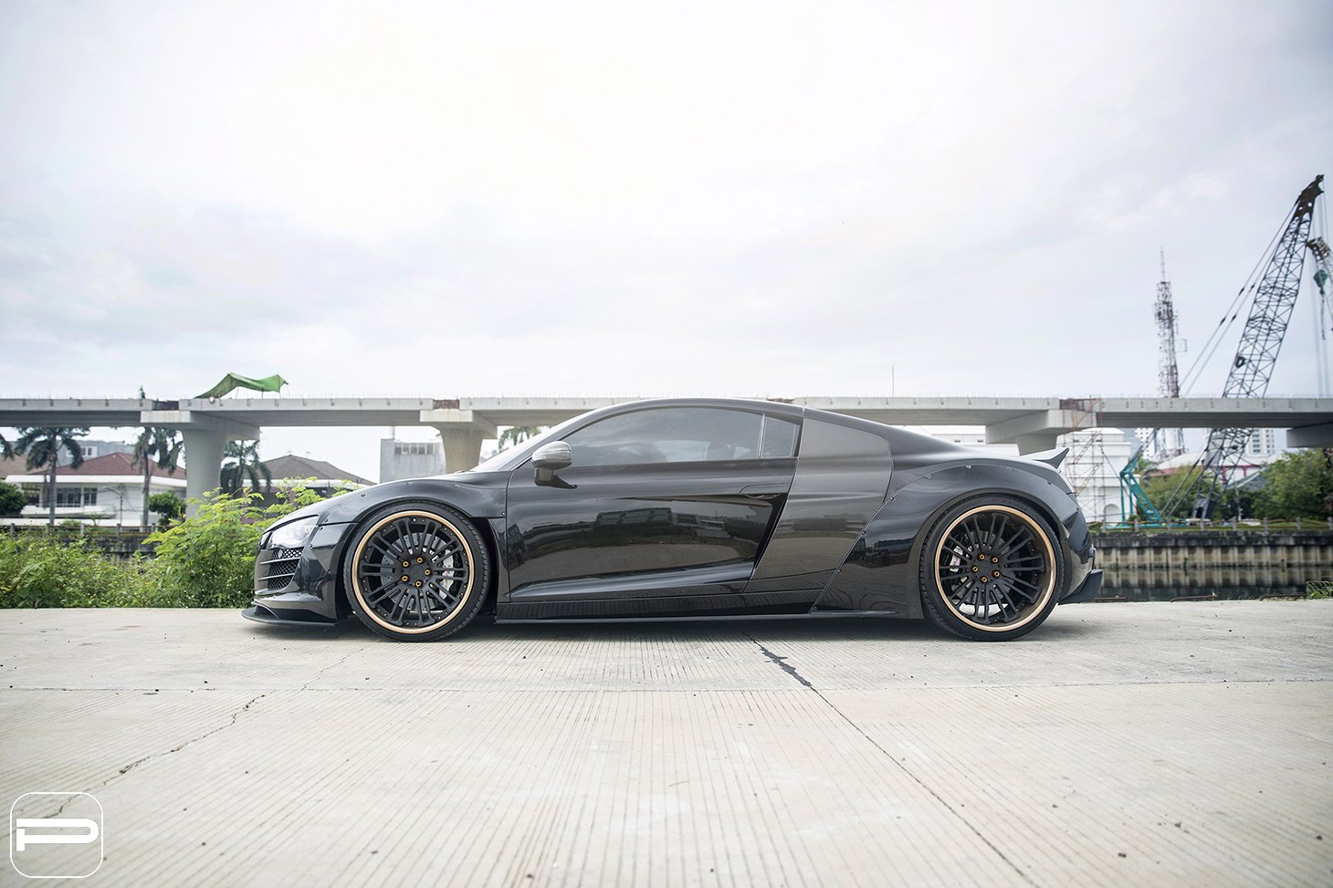 Black Audi R8 with Aftermarket Fender Flares - Photo by PUR Wheels