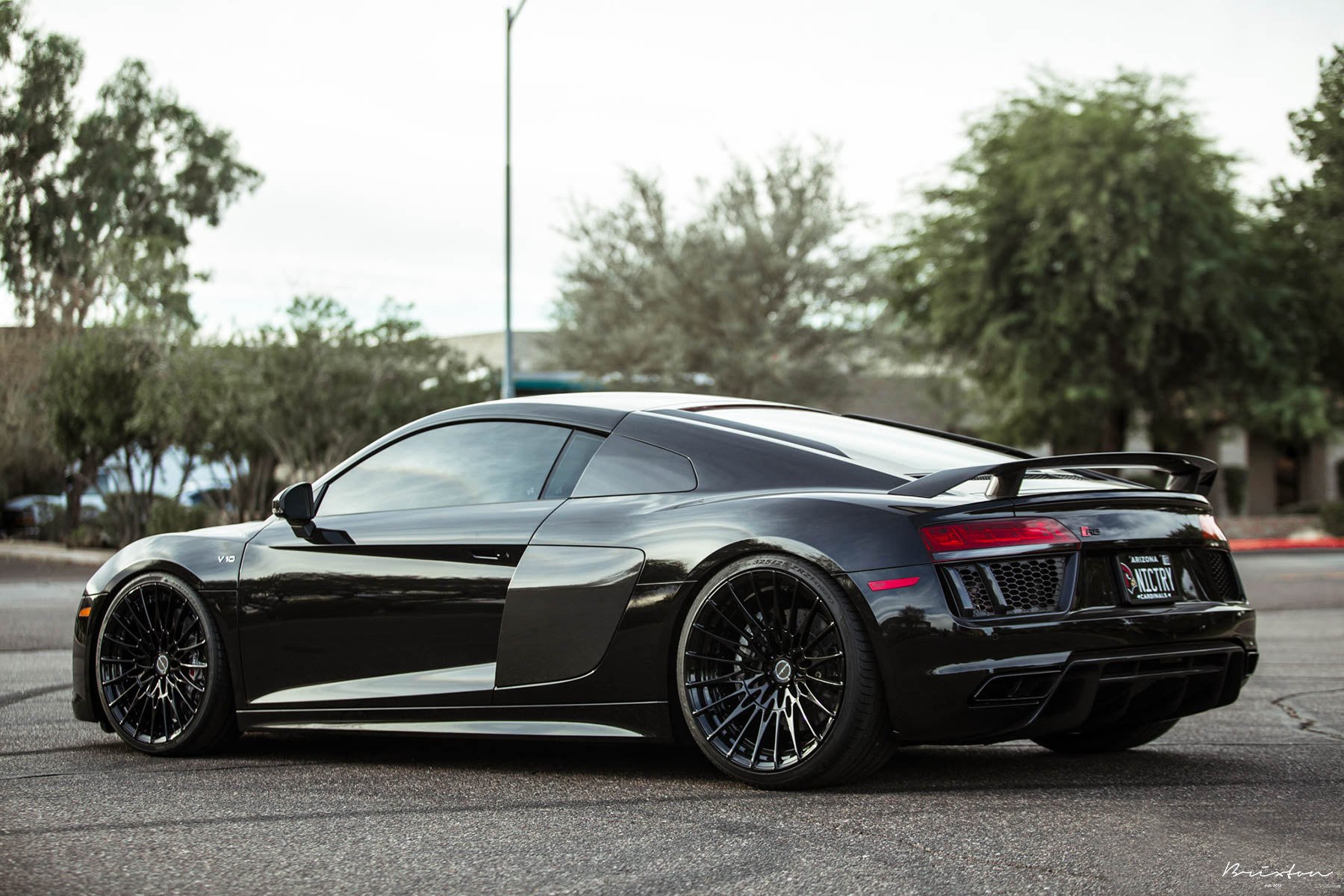 Black Audi R8 with Aftermarket Rear Spoiler - Photo by Brixton Forged Wheels