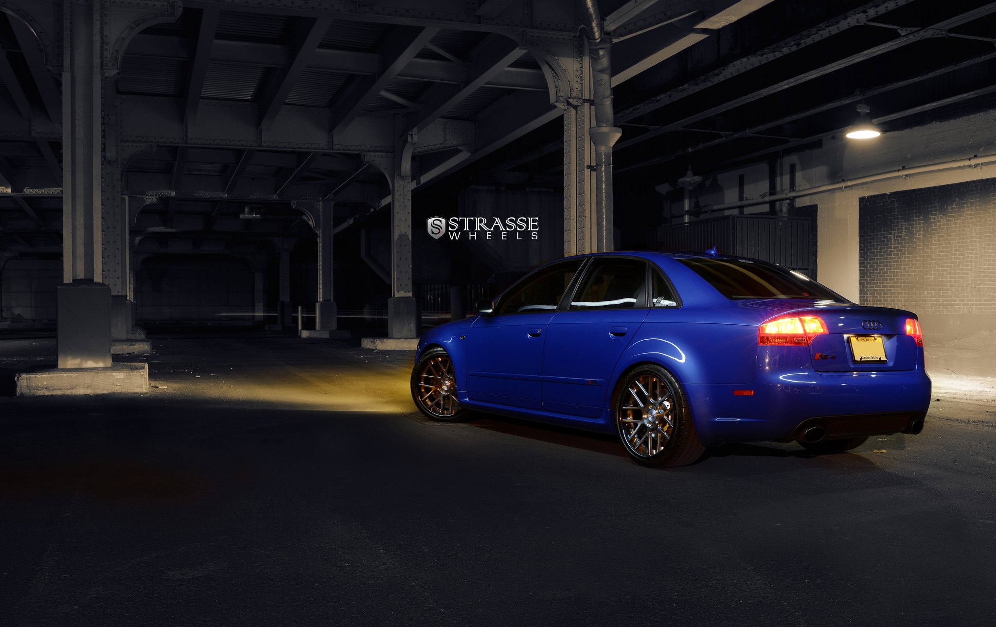 Blue Audi S4 with Custom Red LED Taillights - Photo by Strasse Forged