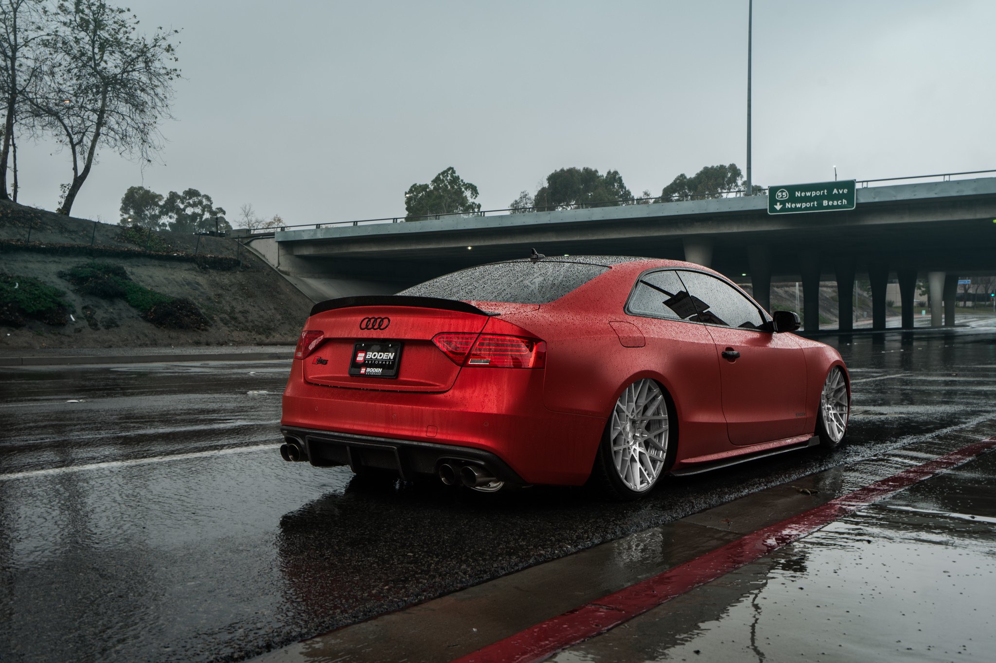 Custom Rear Lip Spoiler on Red Audi S5 - Photo by Boden Autohaus