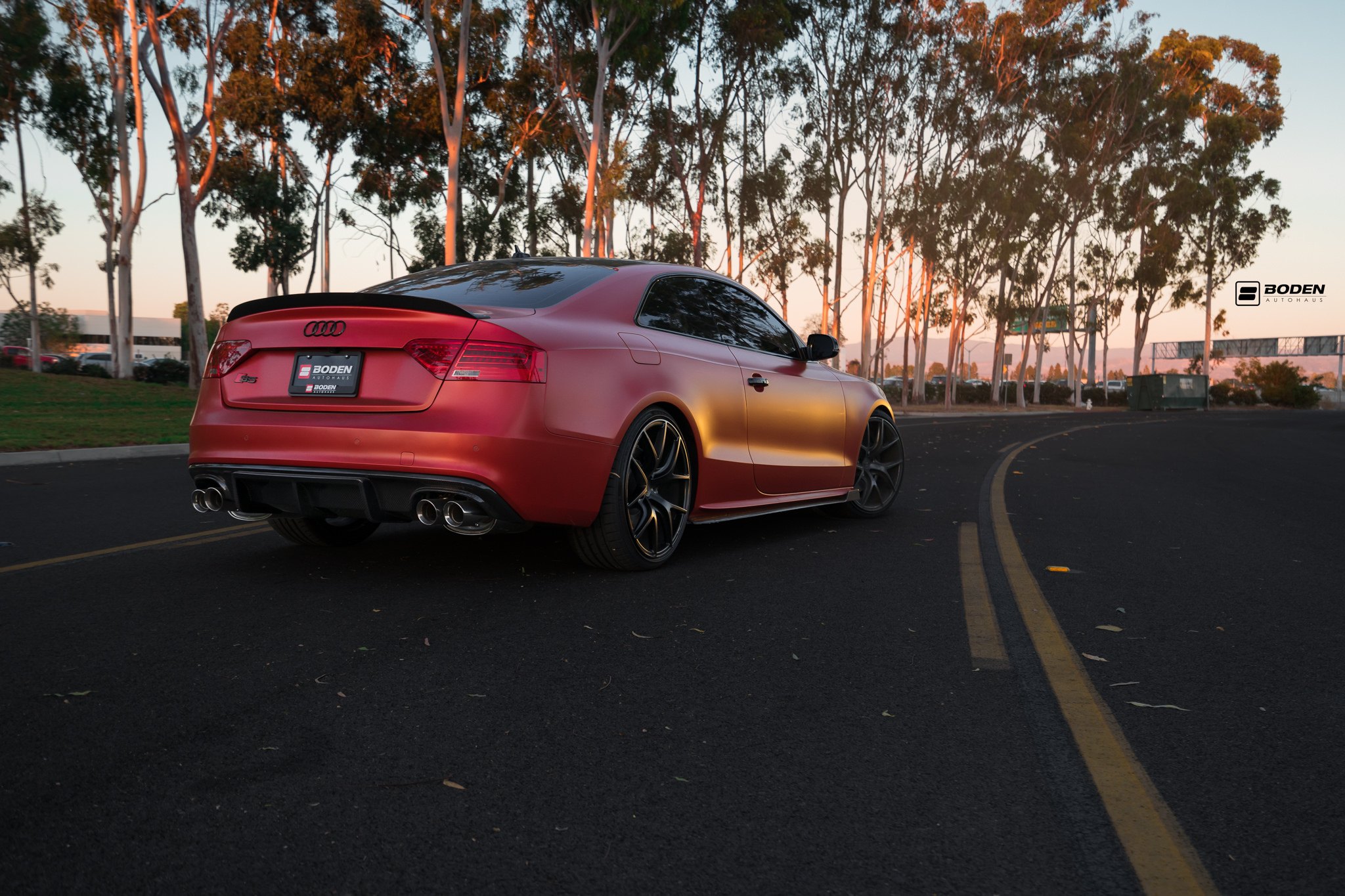 Custom Matte Red Audi S5 Rear Lip Spoiler - Photo by Boden Autohaus