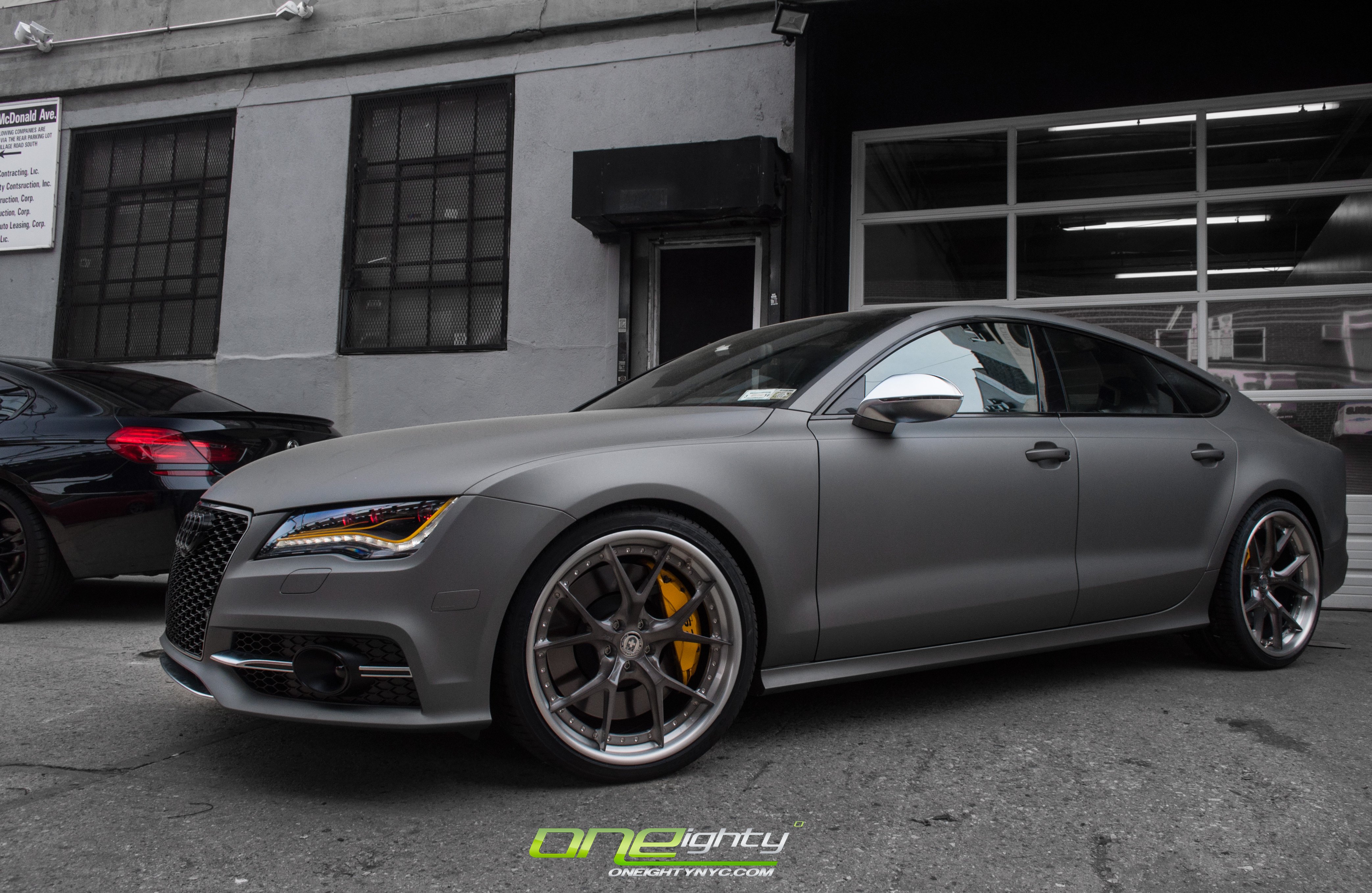 Gray Matte Audi S7 with Chrome Side Mirrors - Photo by ONEighty NYC