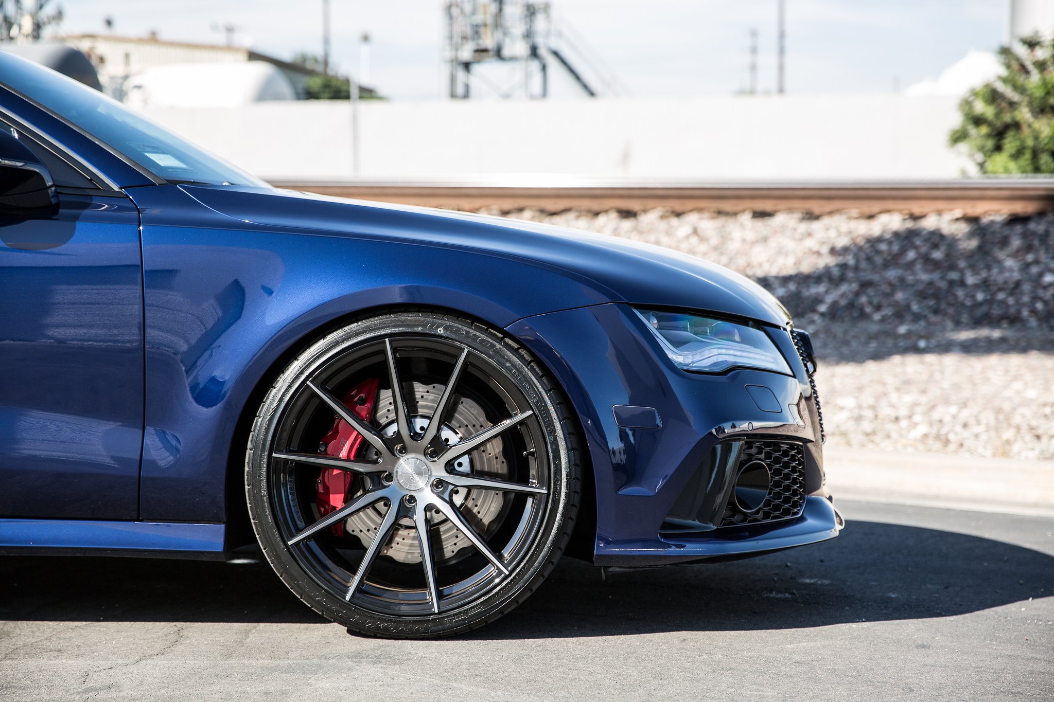 Chrome Vertini Wheels on Blue Audi S7 - Photo by Vertini Wheels