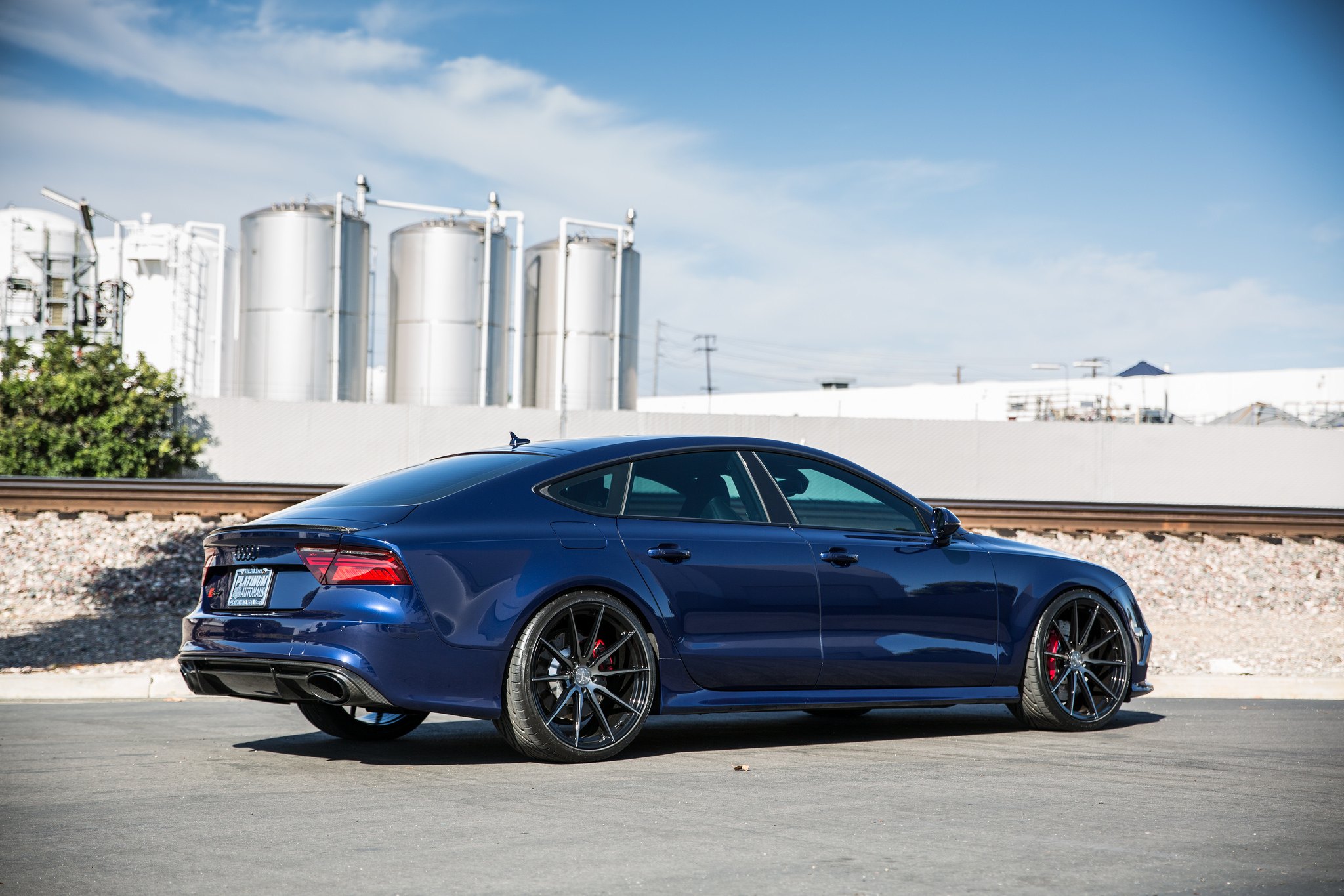 Blue Audi S7 with Carbon Fiber Rear Diffuser - Photo by Vertini Wheels