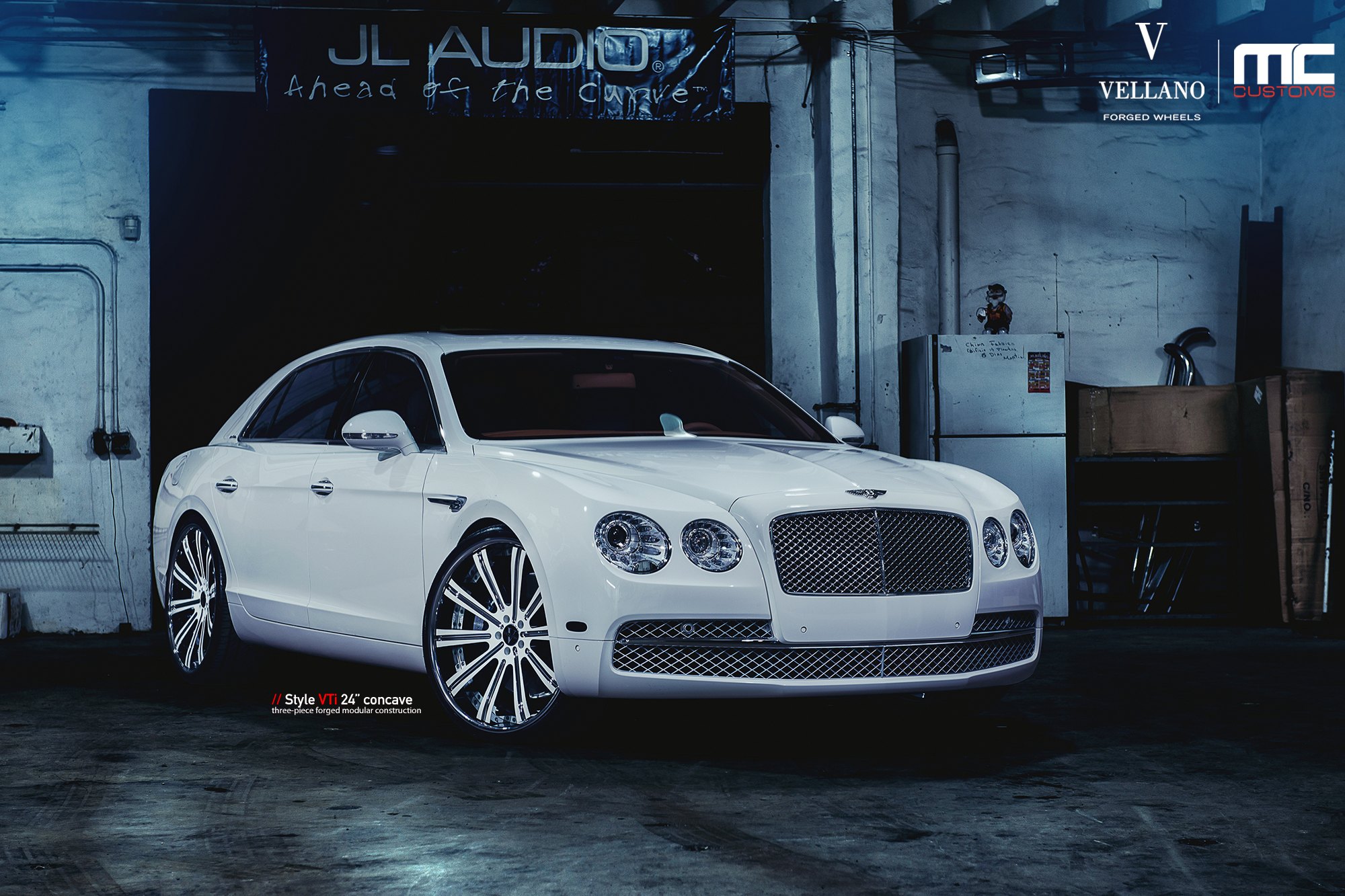 Aftermarket Front Bumper on White Bently Flying Spur - Photo by Vellano