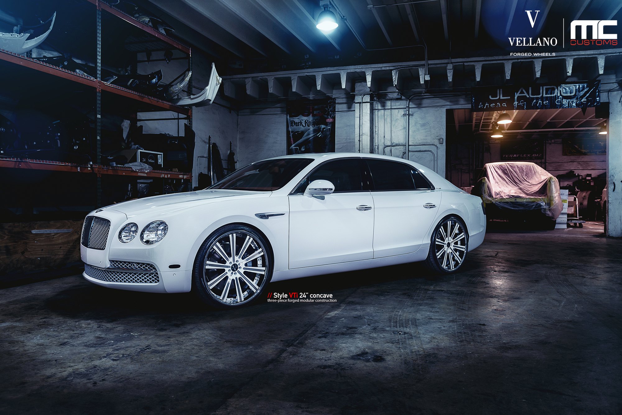 White Bently Flying Spur with Custom Headlights - Photo by Vellano