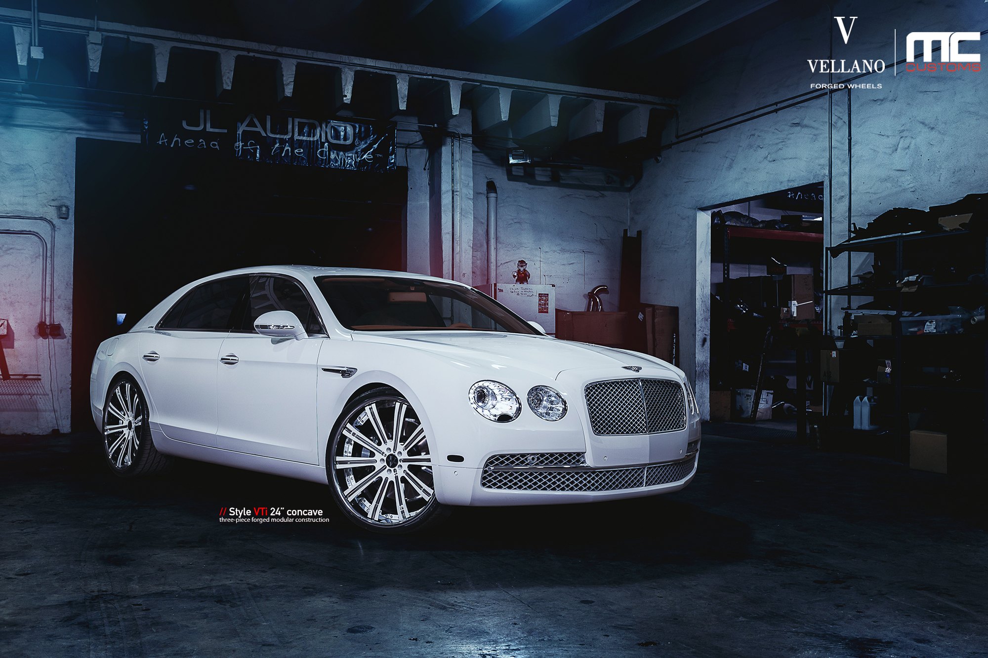 Chrome Grille on White Bently Flying Spur - Photo by Vellano
