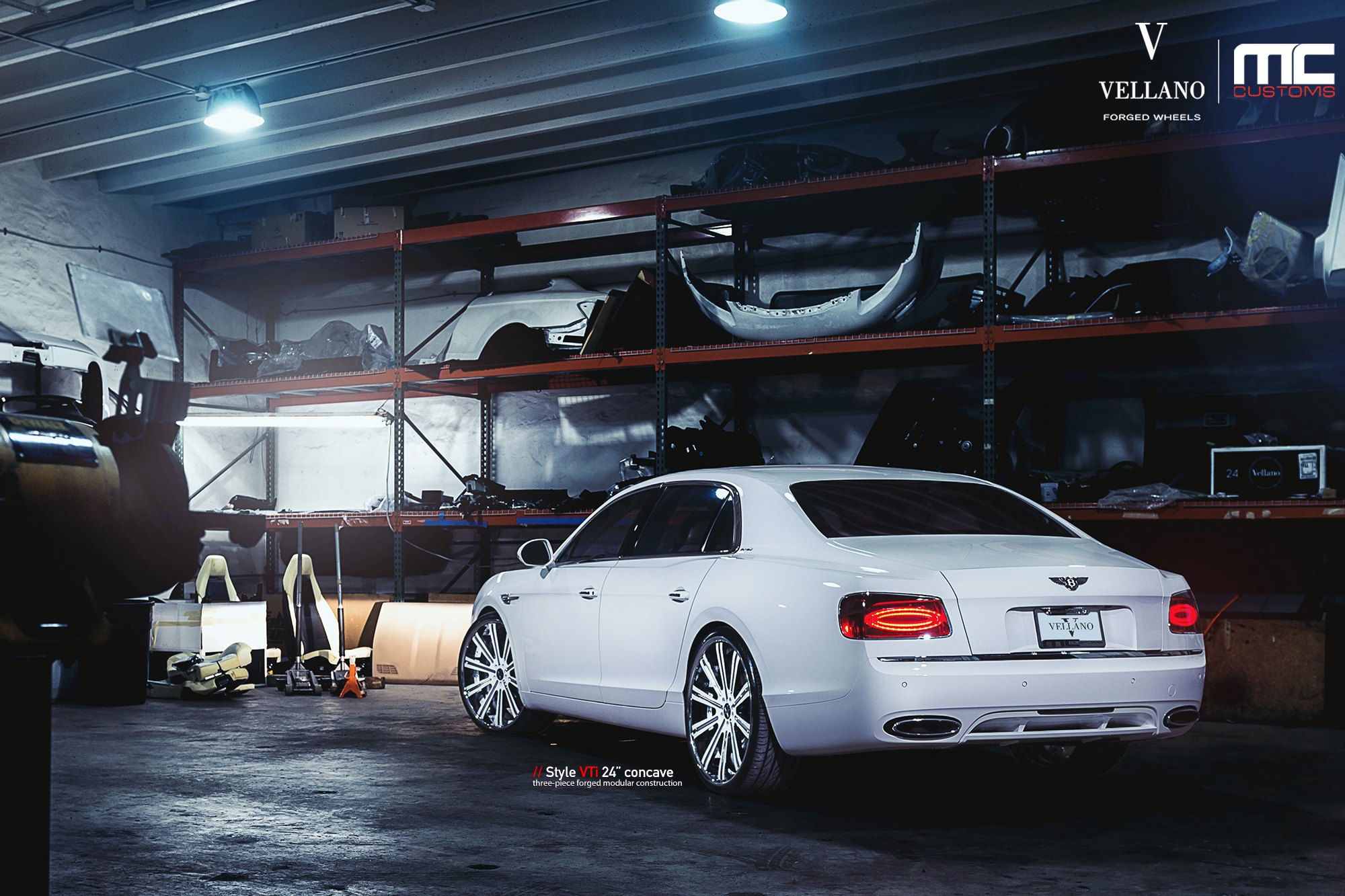 Custom White Bently Flying Spur Rear Diffuser - Photo by Vellano