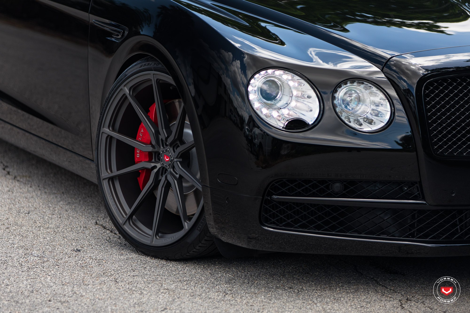 Crystal Clear LED Headlights on Black Bentley Flying-Spur - Photo by Vossen