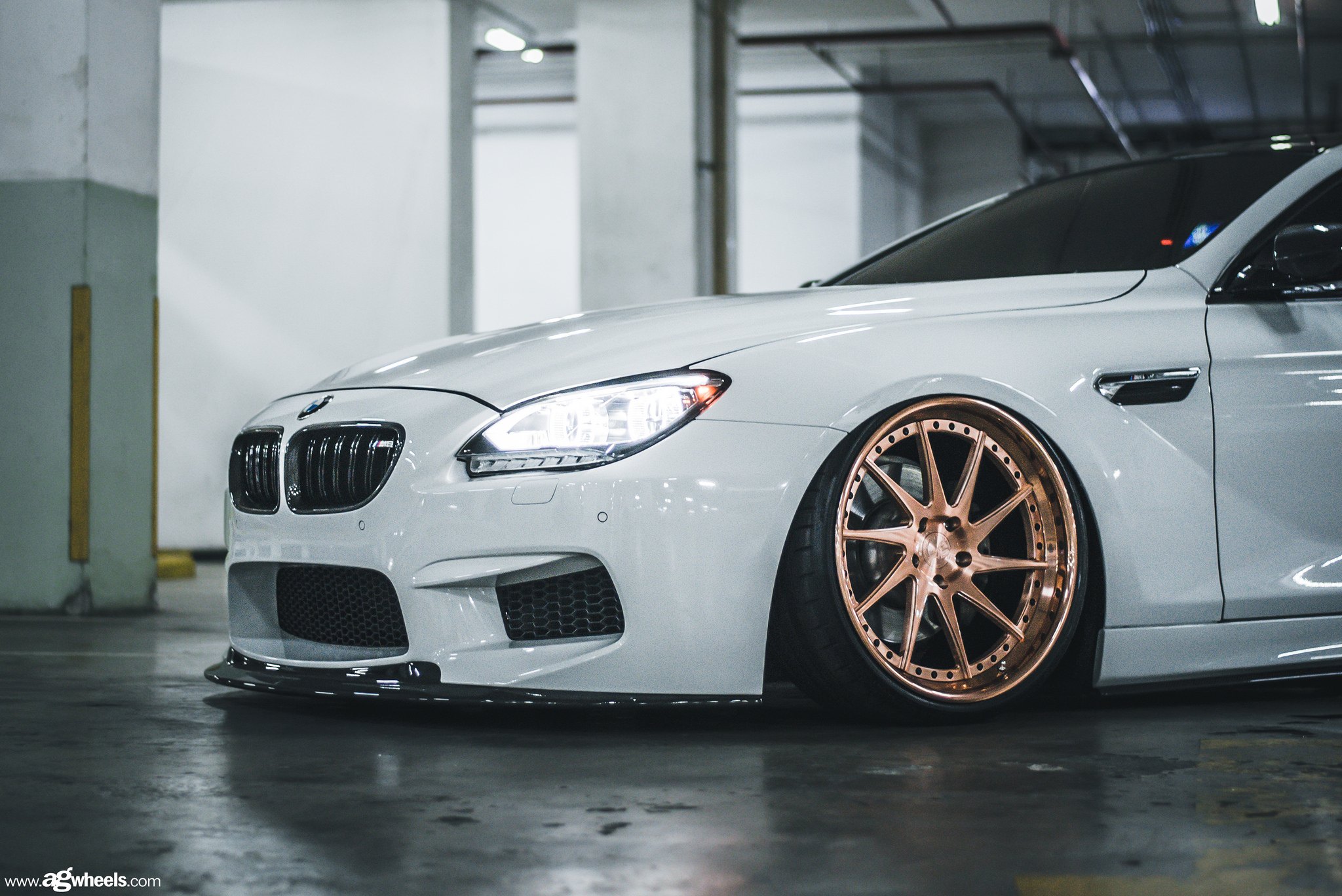 White BMW 6-Series with Aftermarket Side Skirts - Photo by Avant Garde Wheels