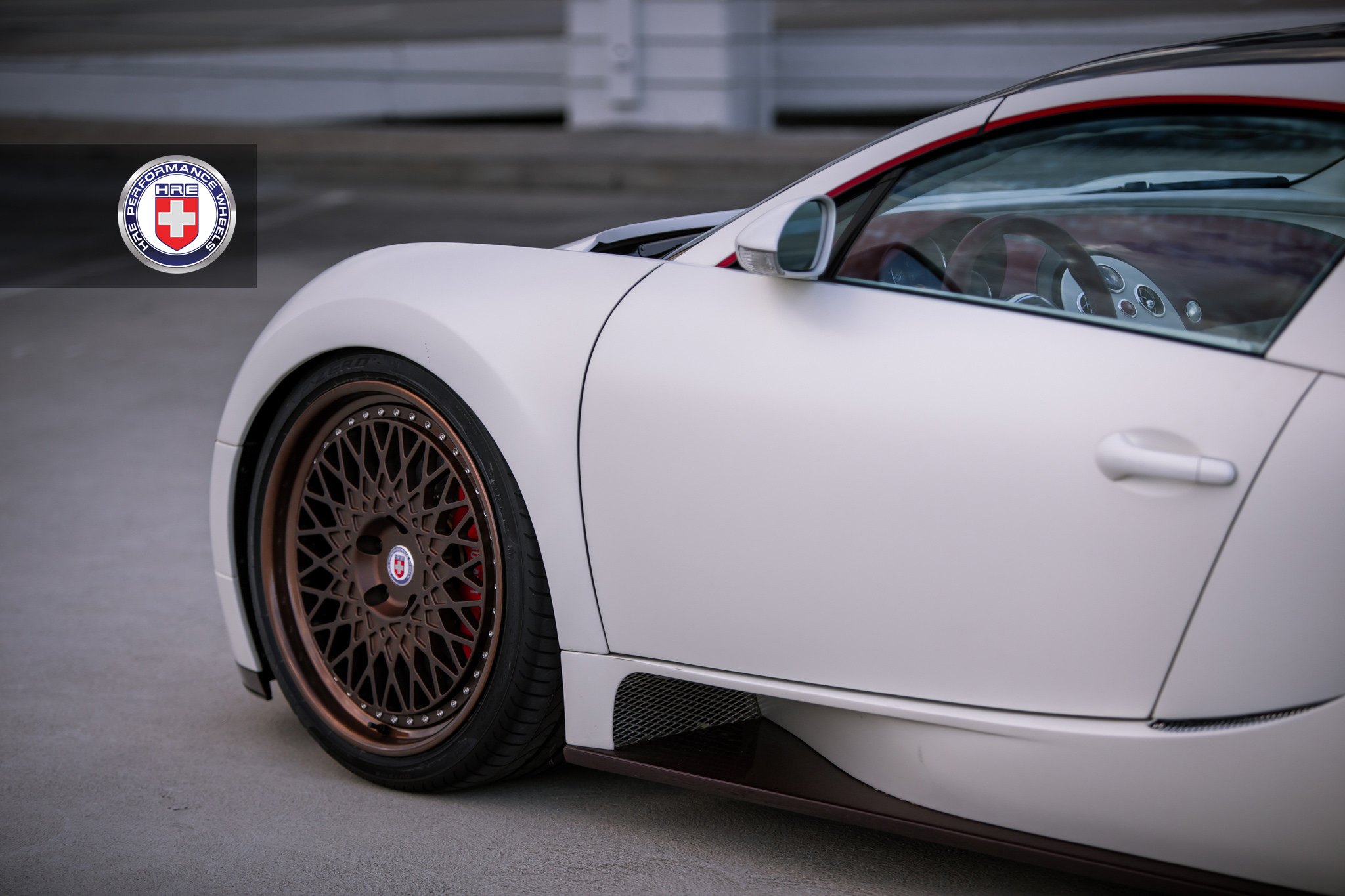 White Bugatti Veyron with Custom HRE Wheels - Photo by HRE Wheels