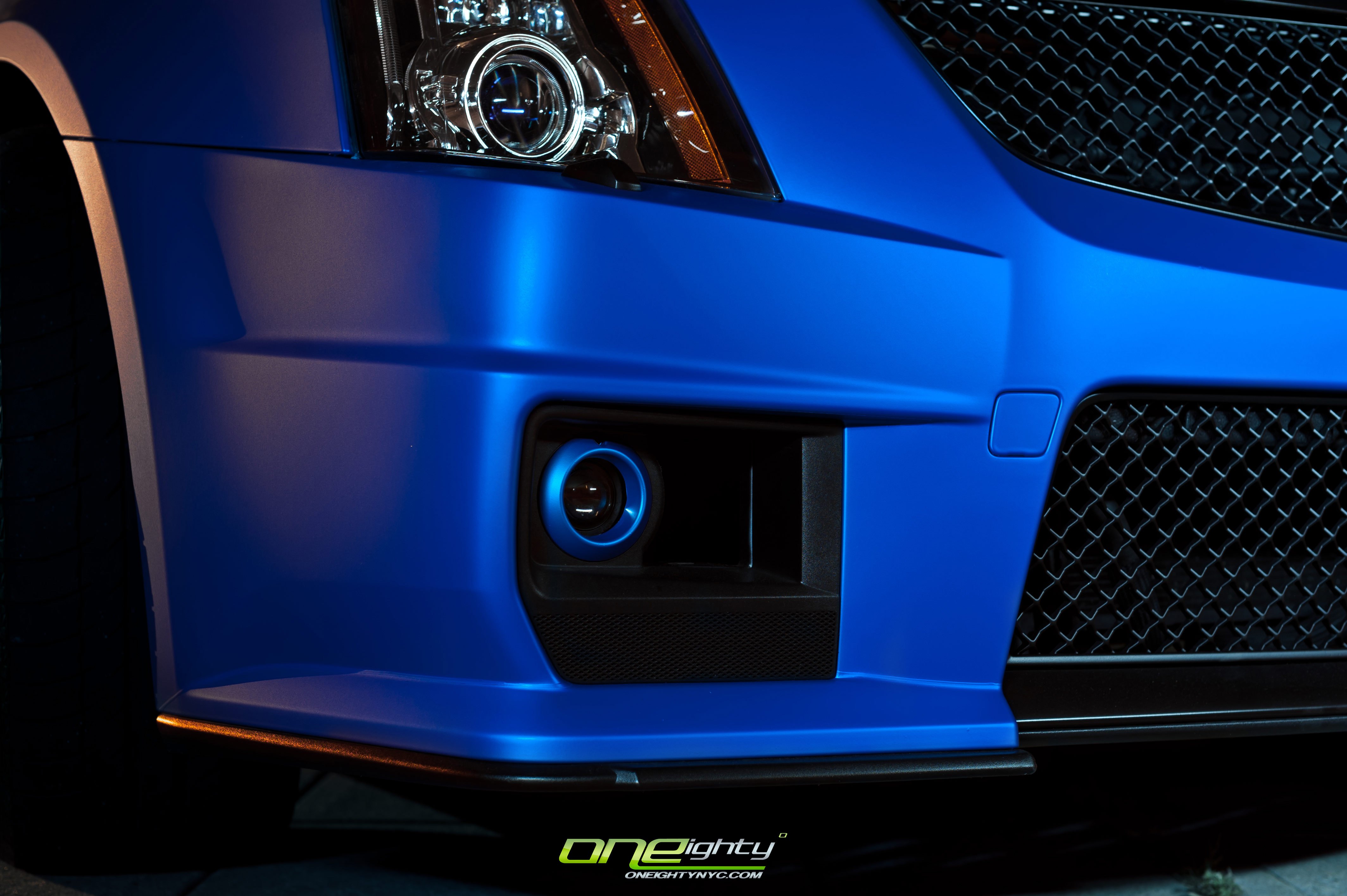 Front Bumper with Fog Lights on Blue Cadillac CTS - Photo by ONEighty NYC