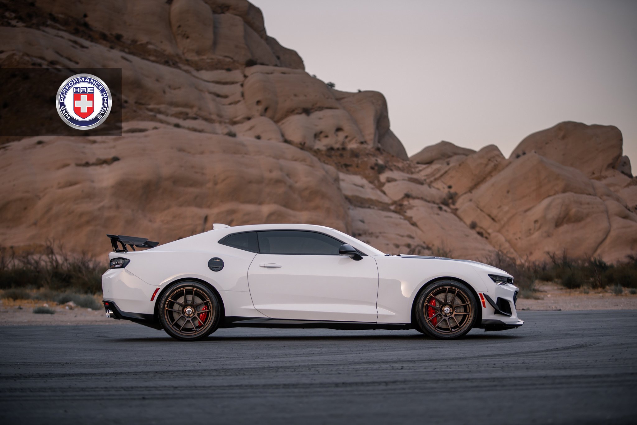 Aftermarket Side Skirts on White Chevy Camaro - Photo by HRE Wheels