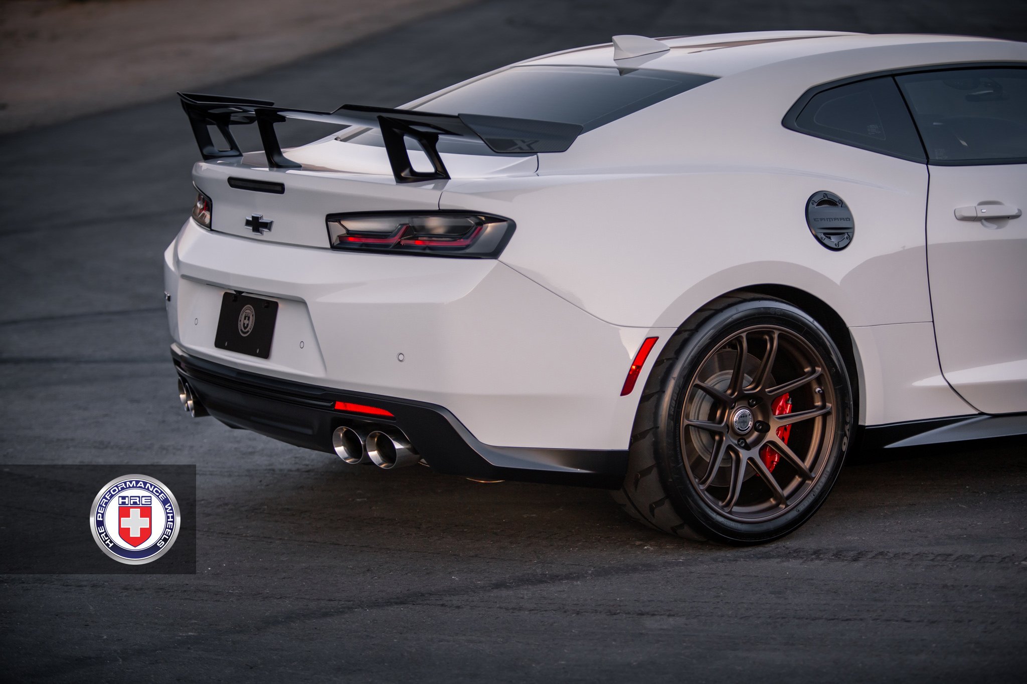 Red Smoke LED Taillights on White Chevy Camaro - Photo by HRE Wheels