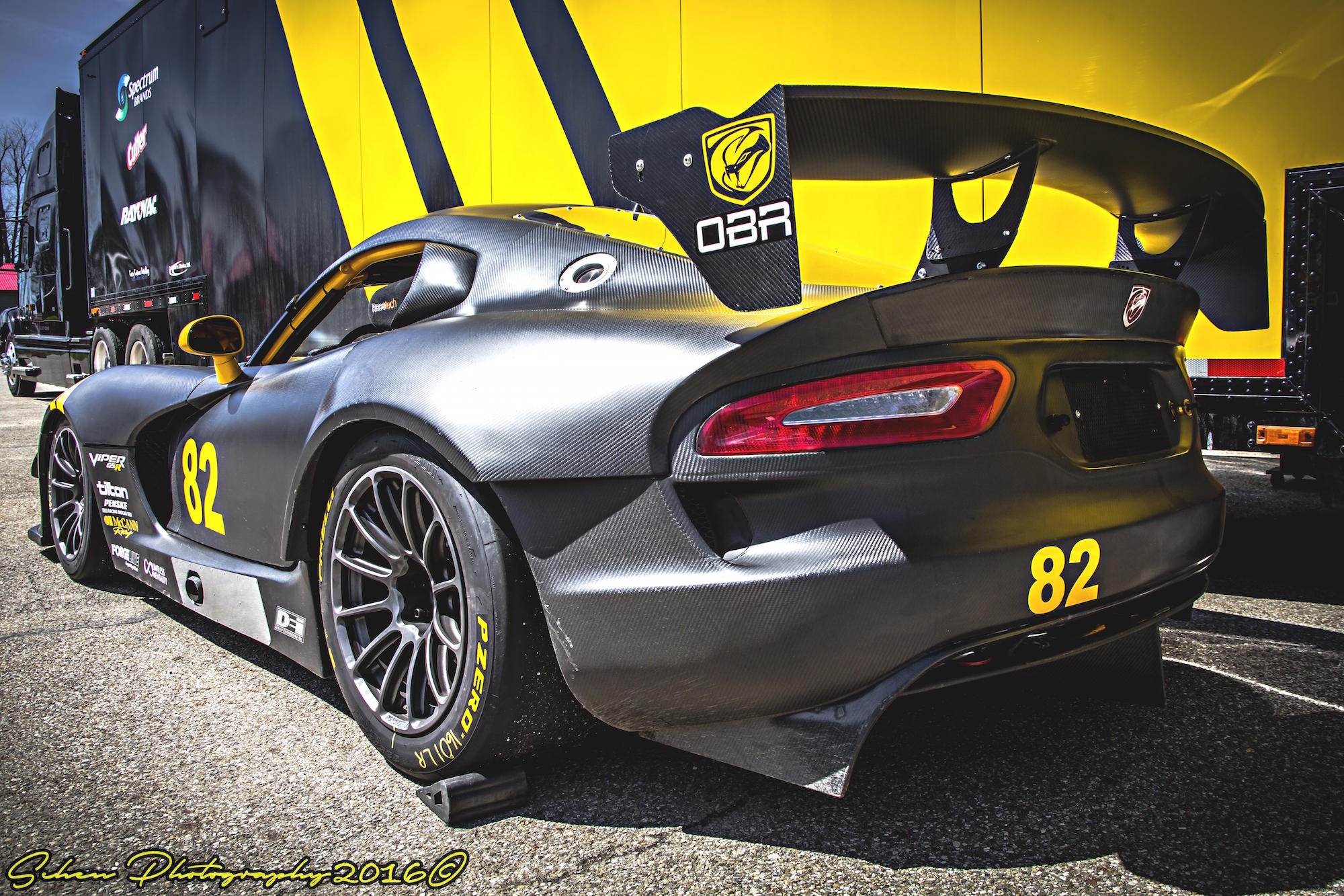 Black Dodge Viper with OBR Large Wing Spoiler  - Photo by Forgeline Motorsports
