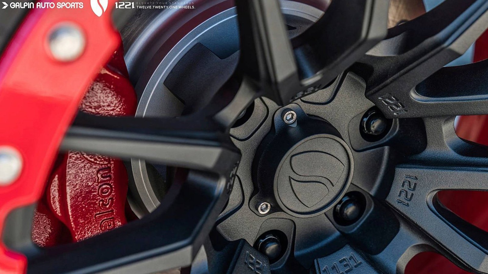 1221 Rims with Red Brakes on Black Lifted Ford F-150 - Photo by Galpin Auto Sports
