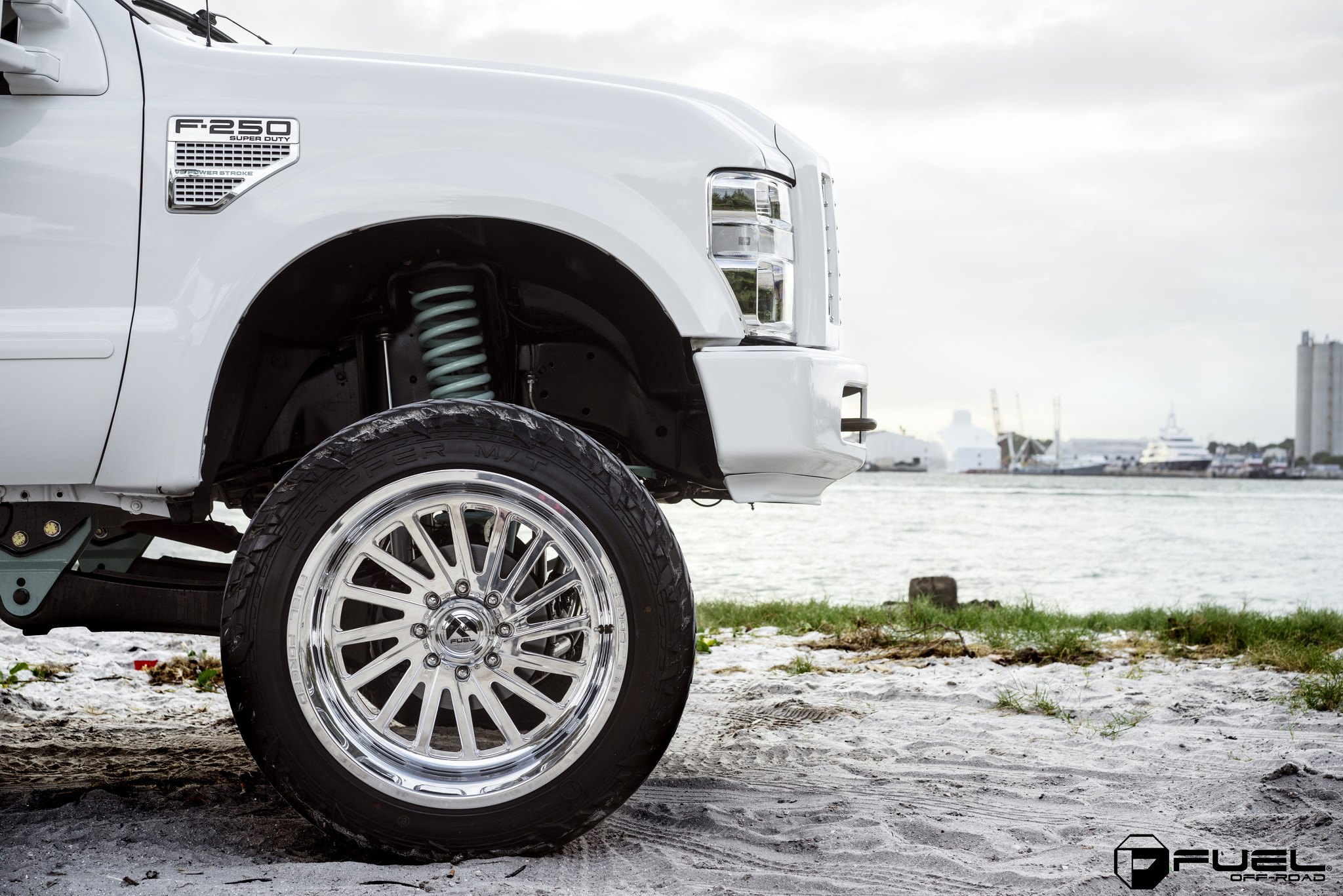 Fuel Chrome Off-road wheels on white super duty - Photo by Fuel Off-Road