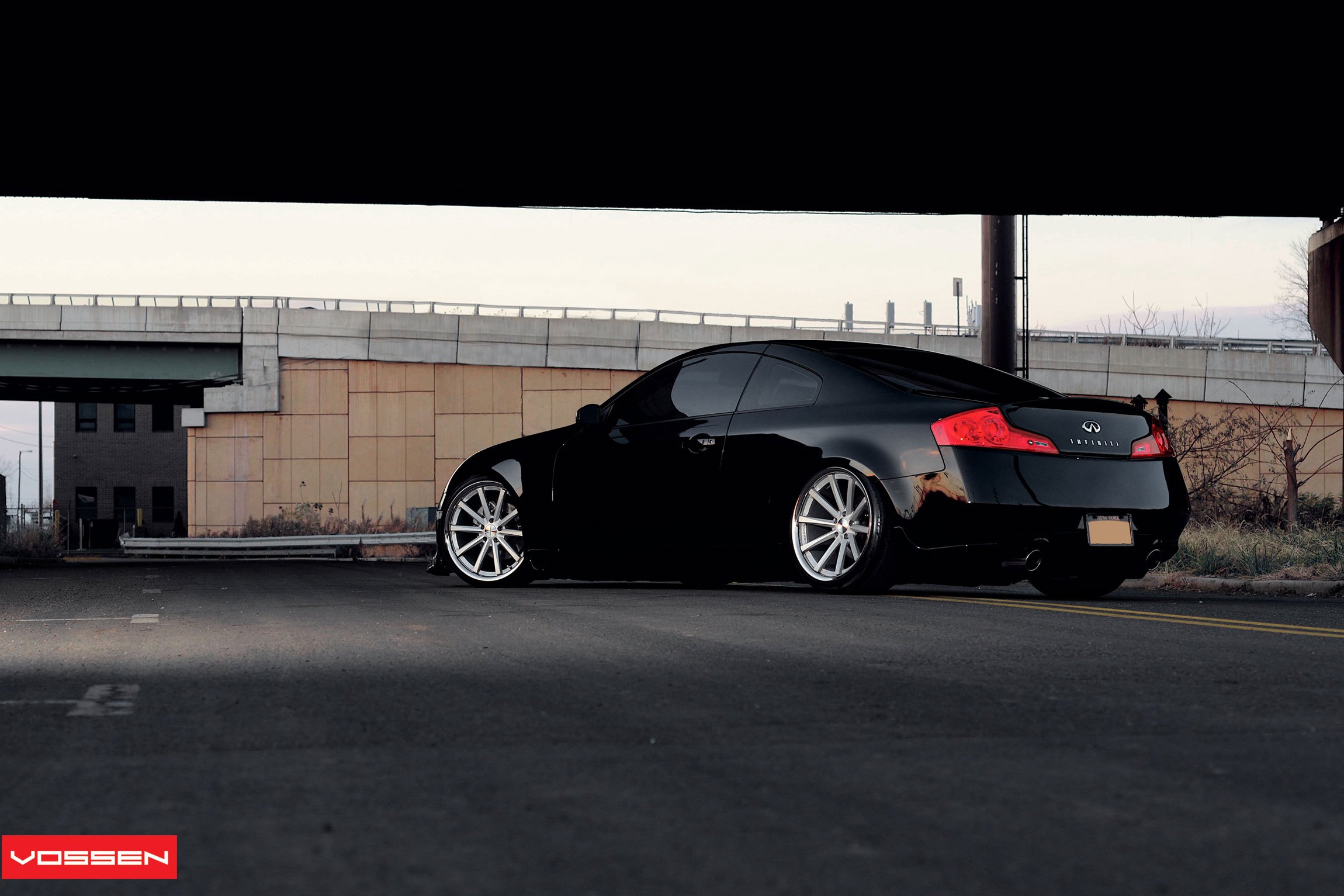Black Infiniti G35 with Custom Rear Bumper Cover - Photo by Vossen