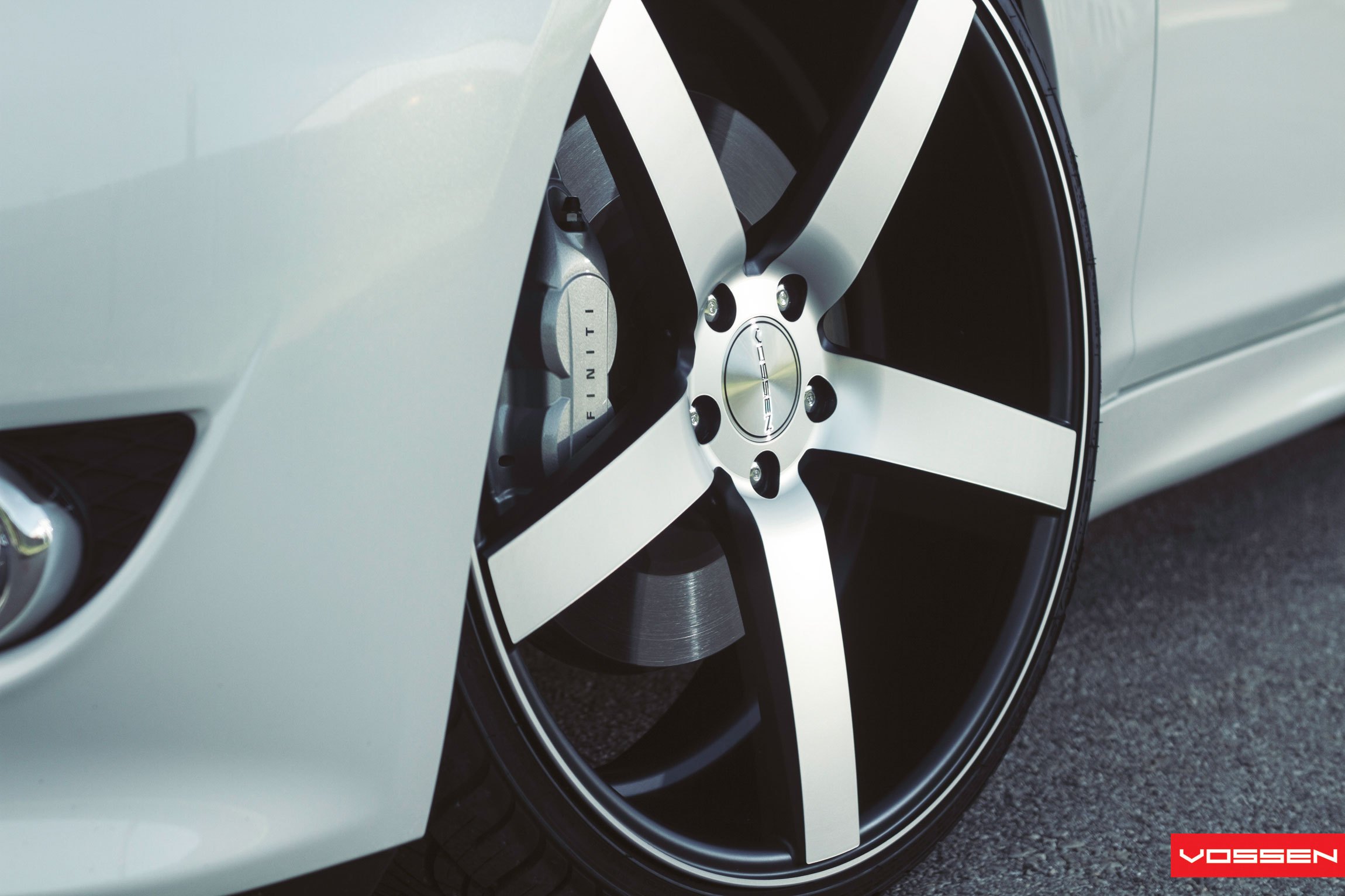 CV3R Chrome Vossen Wheels on White Infiniti M37 - Photo by Vossen