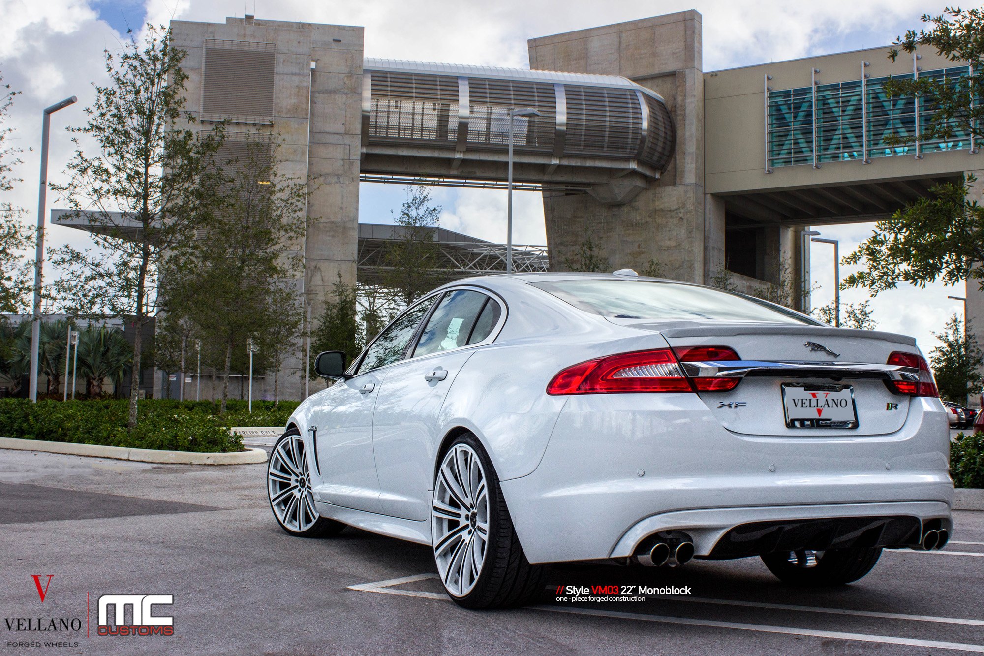 White Jaguar XF with Factory Style Rear Spoiler - Photo by Vellano