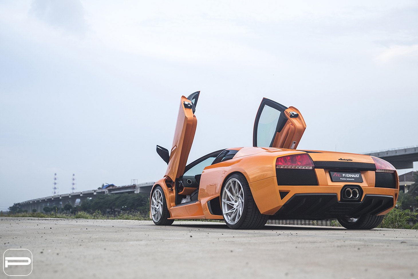 Custom Vertical Doors on Orange Lamborghini Murcielago - Photo by PUR Wheels