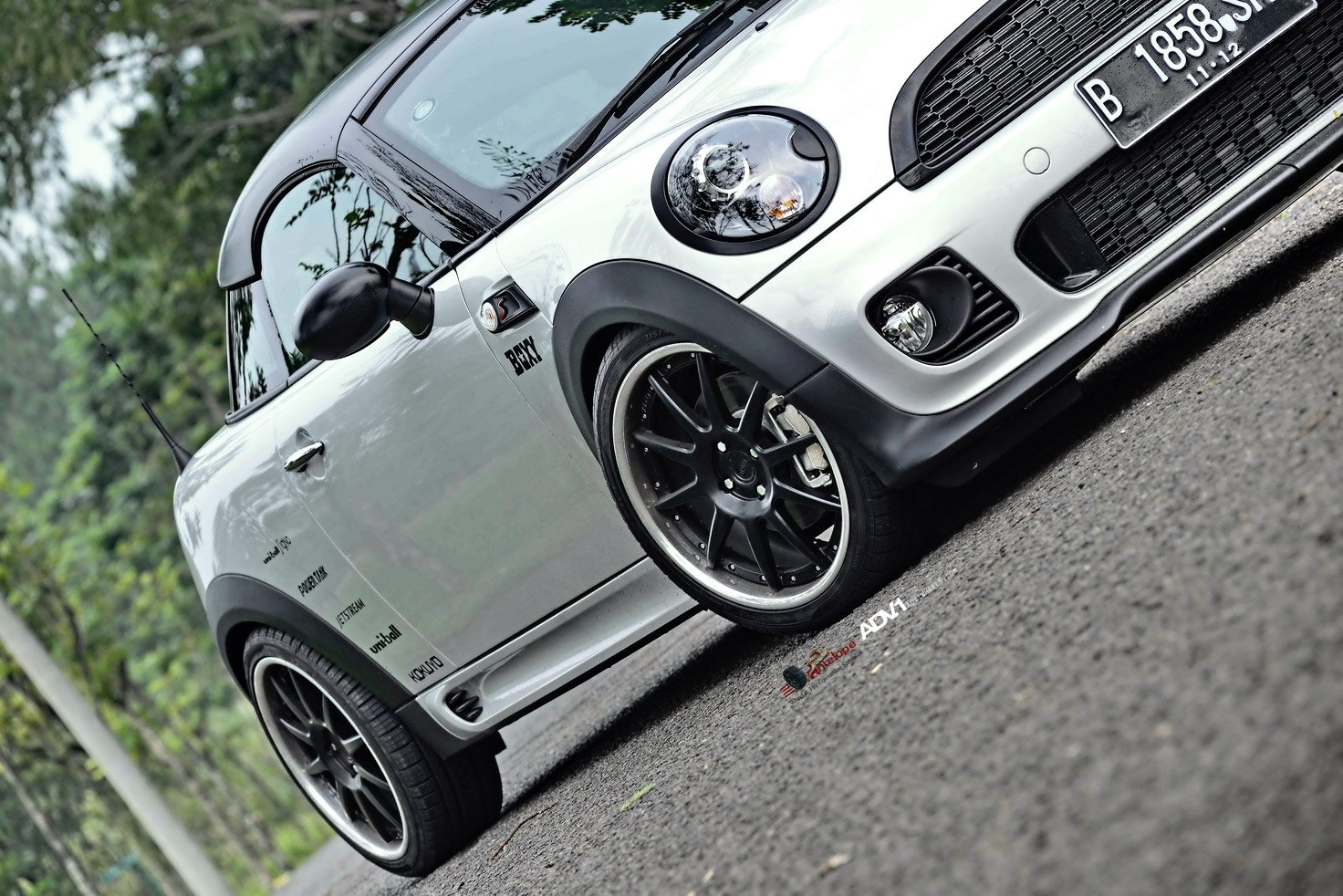 White Mini Cooper with Matte Black ADV1 Wheels - Photo by ADV.1