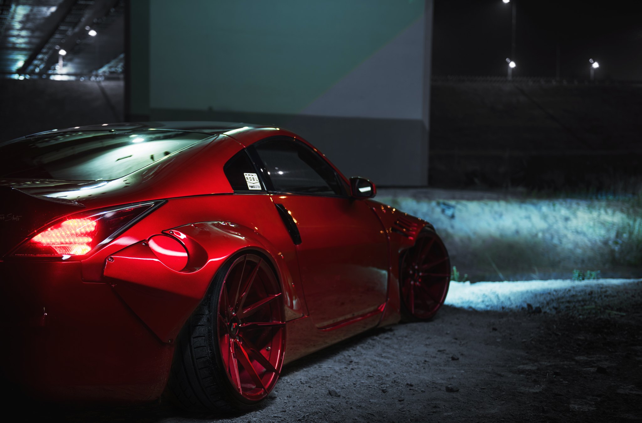 Red Nissan 350Z with Custom LED Taillights - Photo by JR Wheels