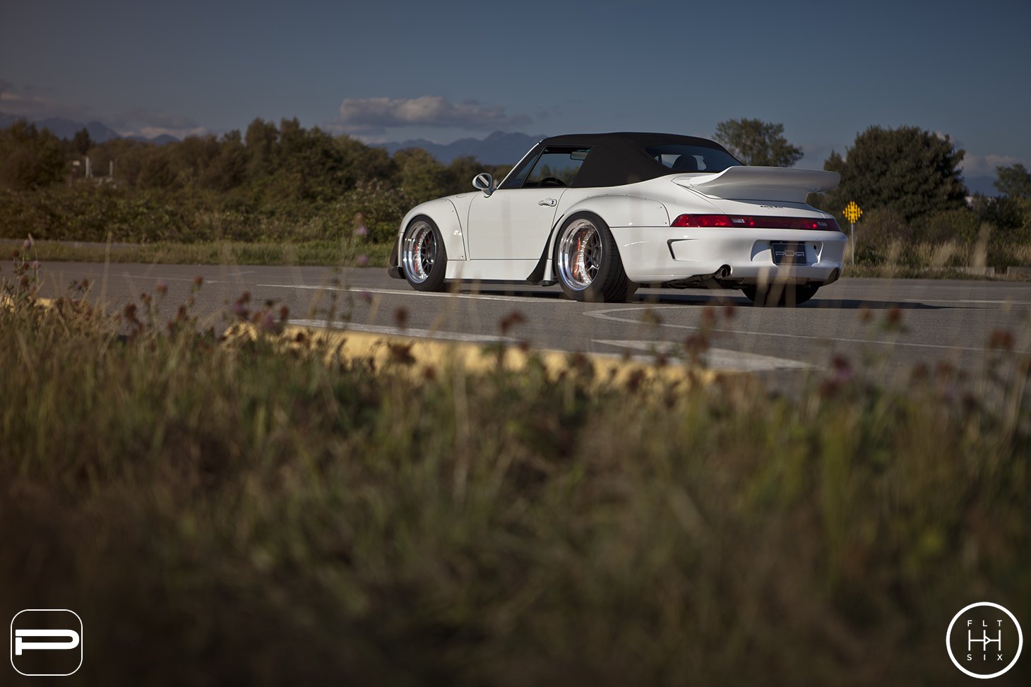White Porsche 911 with Custom Style Rear Spoiler - Photo by PUR Wheels