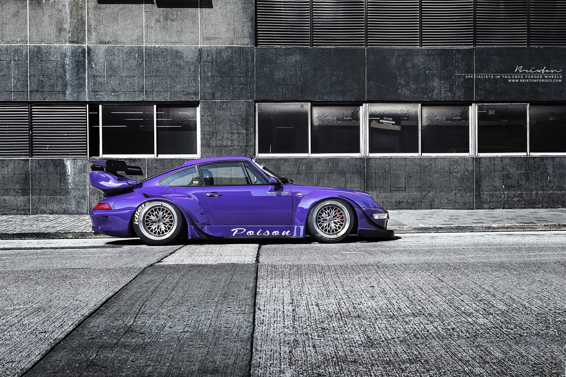 Brushed Clear Brixton Wheels on Purple Porsche 911 - Photo by Brixton Forged Wheels