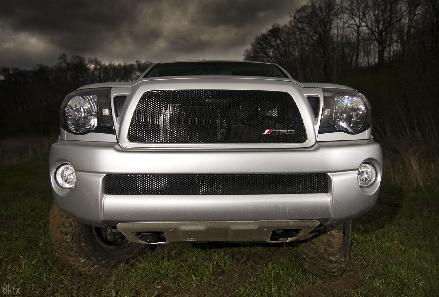 Silver Toyota Tacoma with Blacked Out Mesh Grille - Photo by dan kinzie
