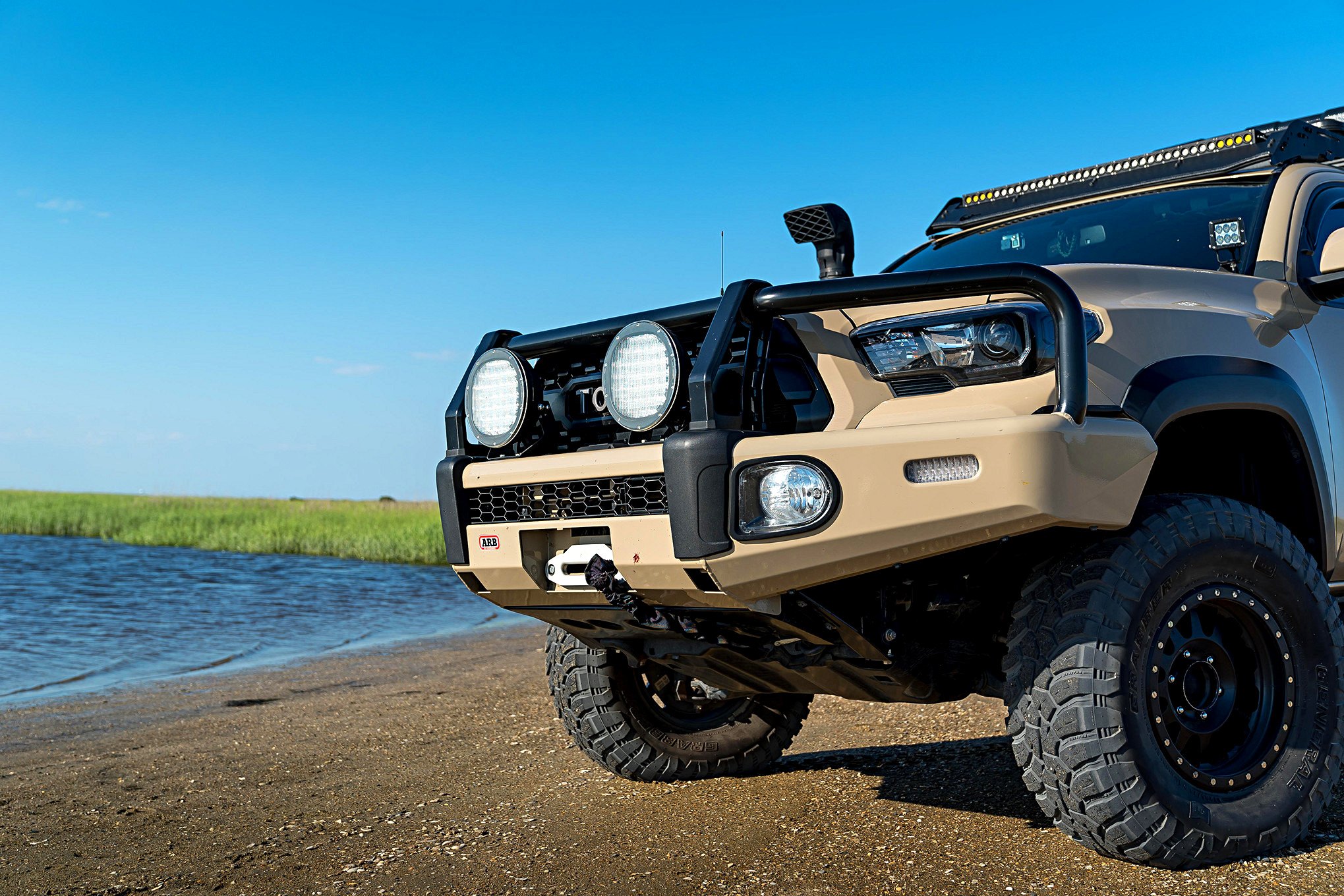 ARB Front Winch Bumper on Beige Toyota Tacoma - Photo by fourwheeler.com