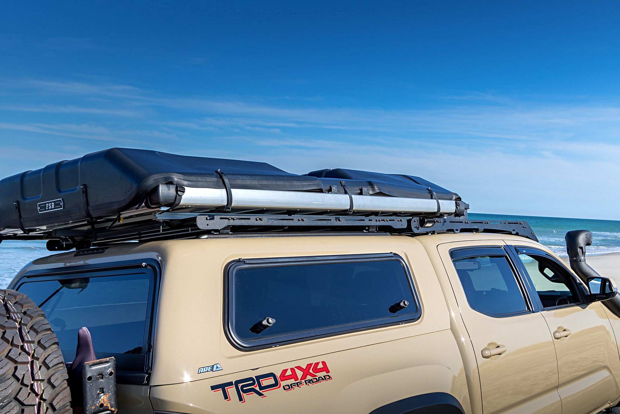 Beige Toyota Tacoma with FSR Roof Rack - Photo by fourwheeler.com