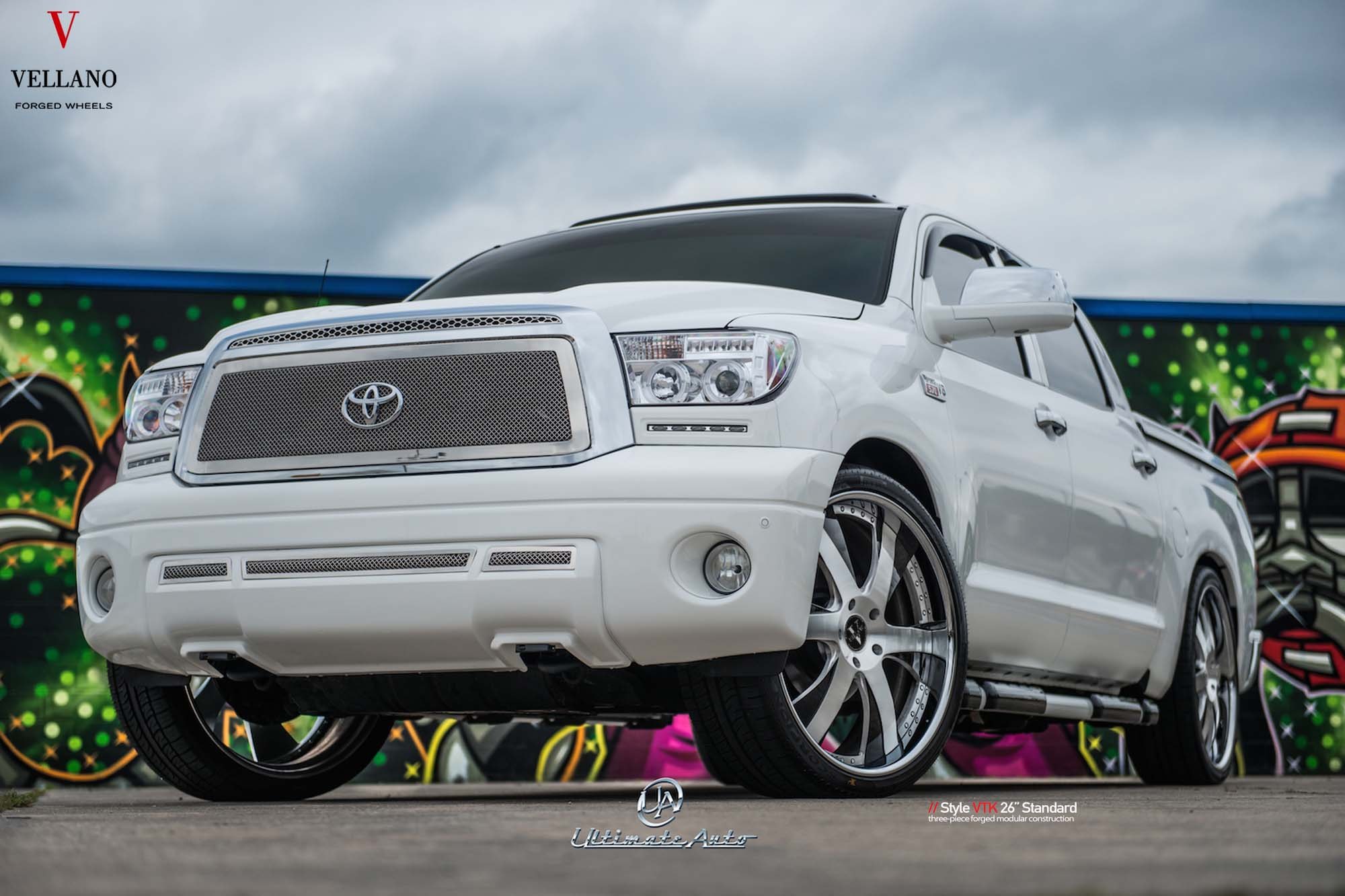 White Toyota Tundra with Chrome Mesh Grille - Photo by Vellano