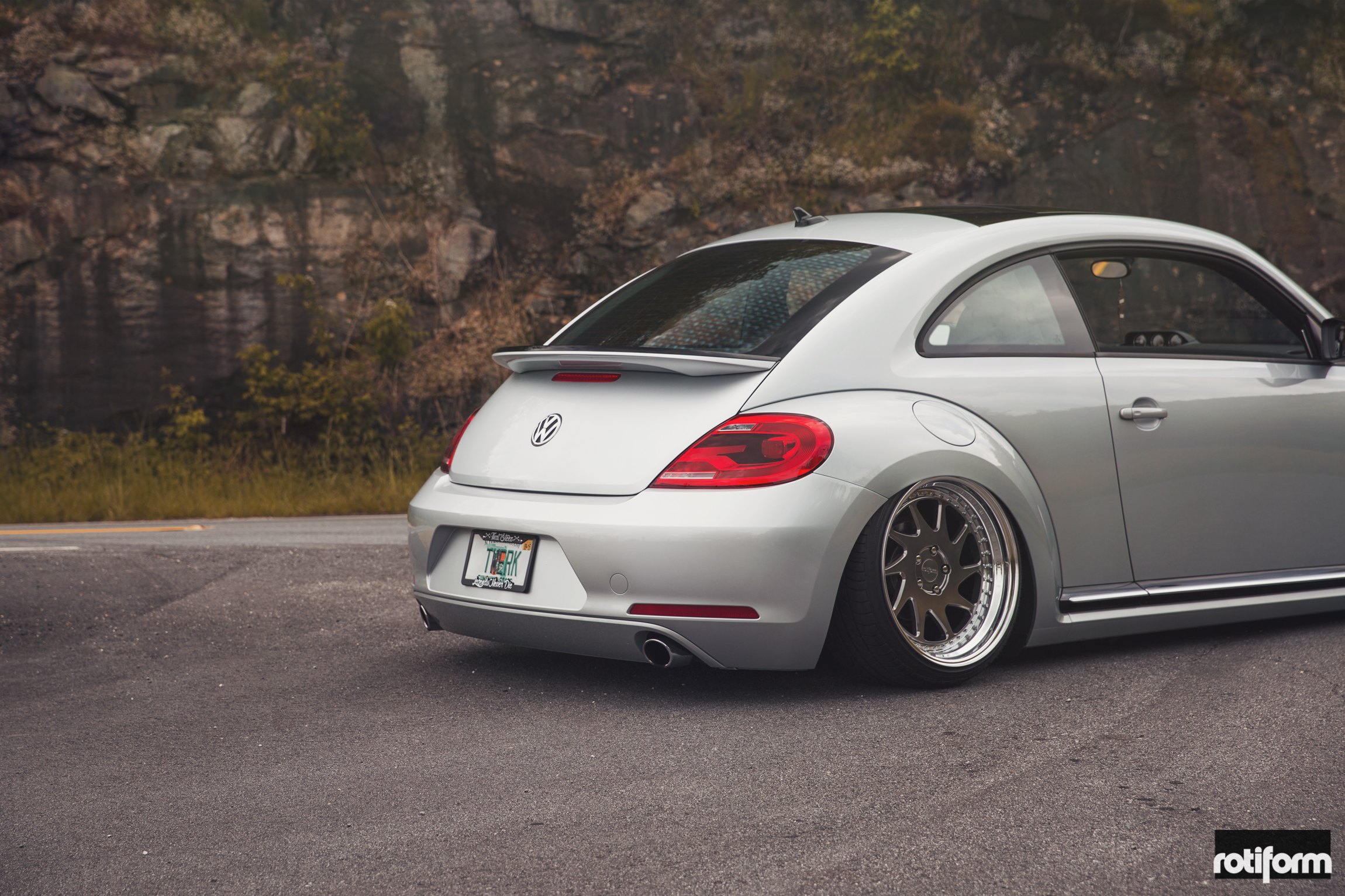 Custom Red Taillights on Silver VW Beetle - Photo by Rotiform