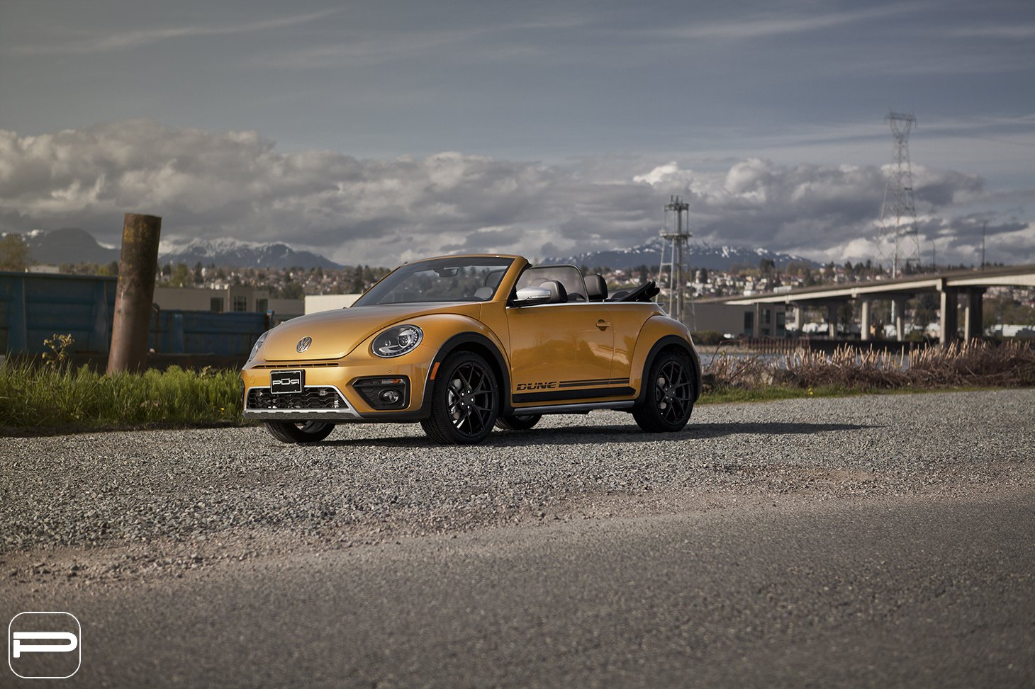 Front Bumper with Fog Lights on Yellow VW Beetle - Photo by PUR Wheels