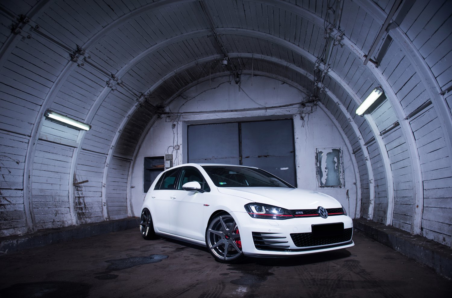 White VW Golf GTI with Custom Front Bumper - Photo by JR Wheels