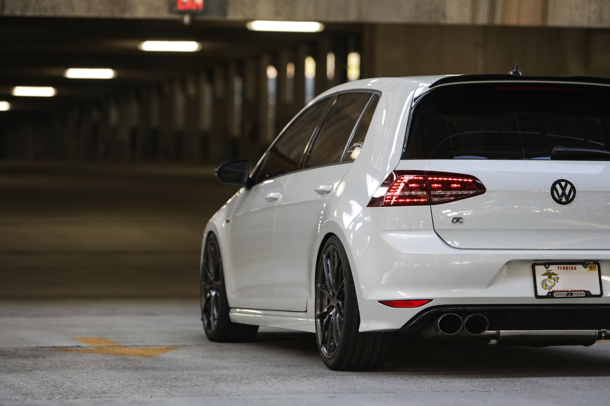 Custom Red LED Taillights on White VW Golf - Photo by TSW Wheels