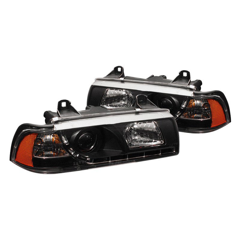 SPYDER Black Projector Headlights with LED DRL E36 4DR 1992 BMW 3 